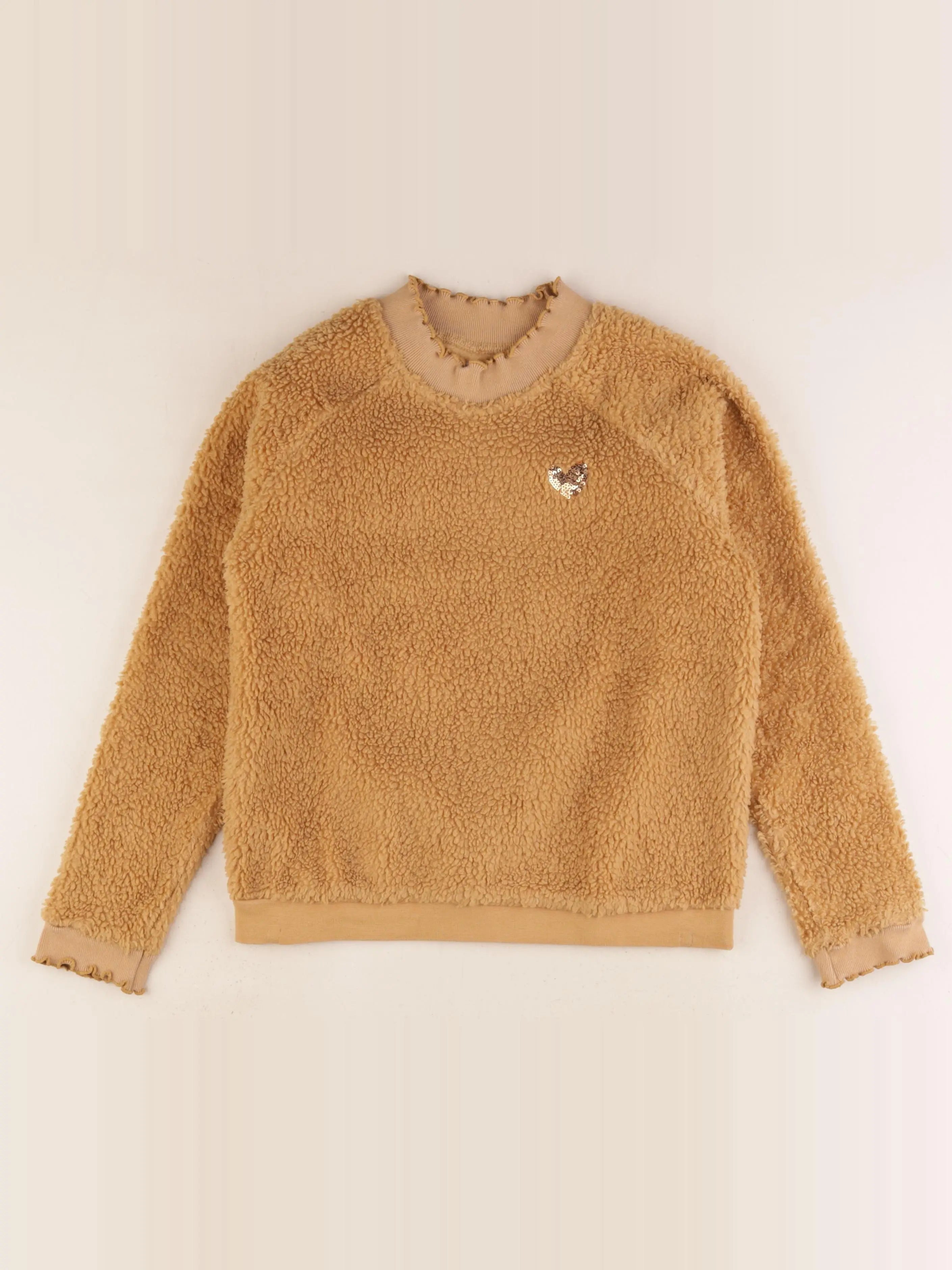 Vertbaudet - pull marron, or - 10 ans