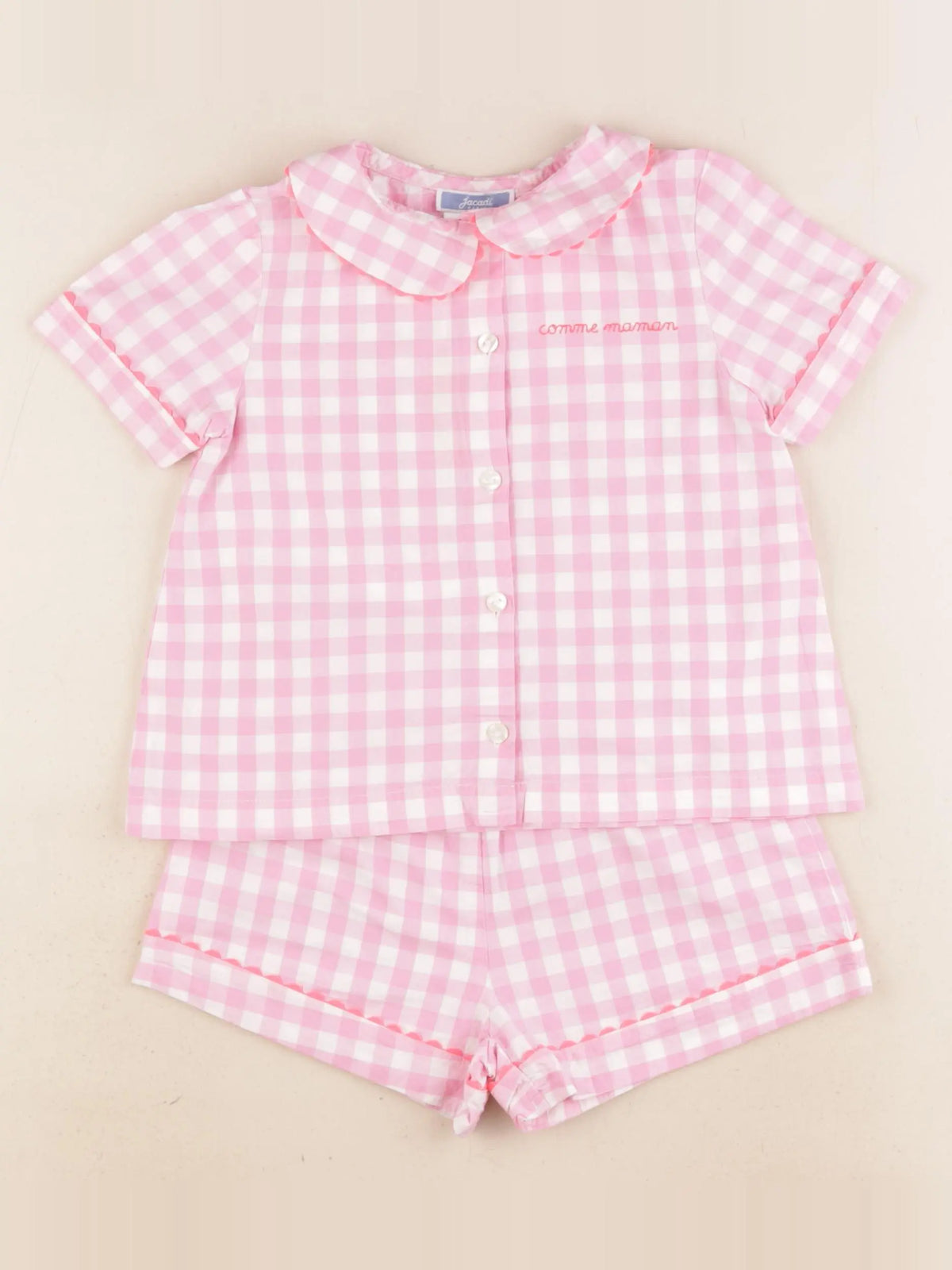 Jacadi - pyjama coton rose, blanc - 4 ans