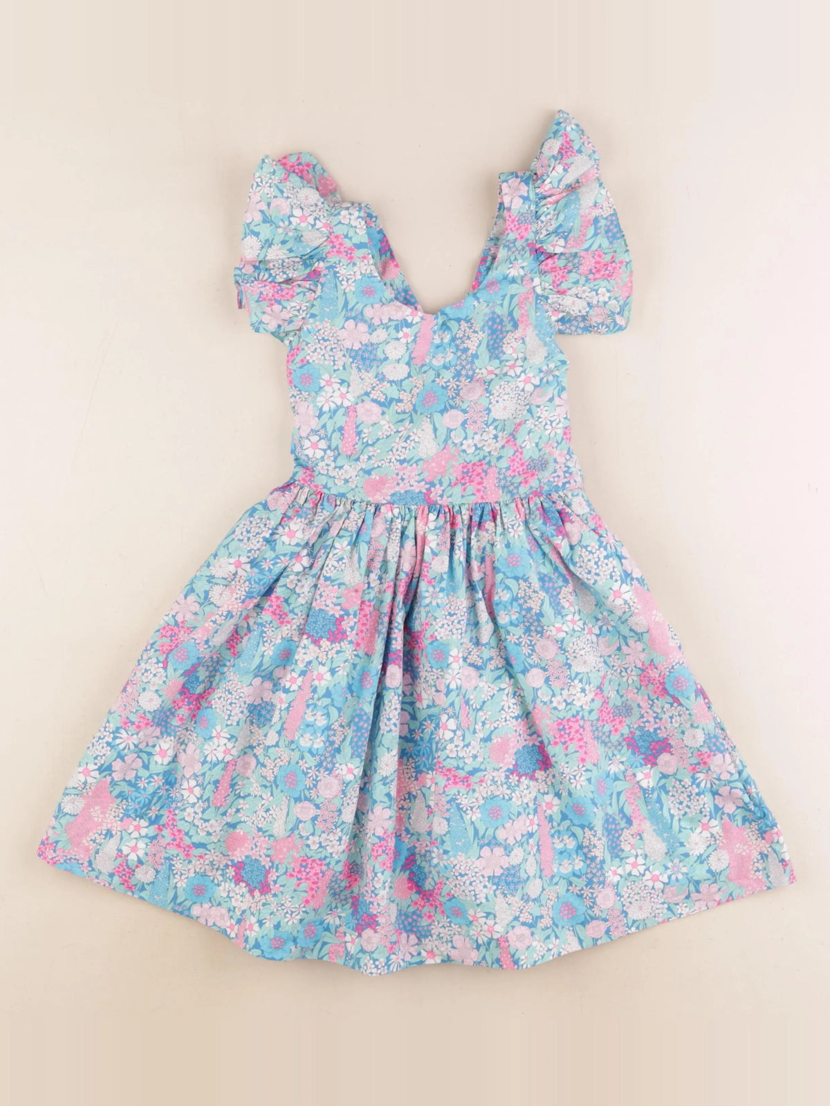 Jacadi - robe liberty bleu, rose - 5 ans