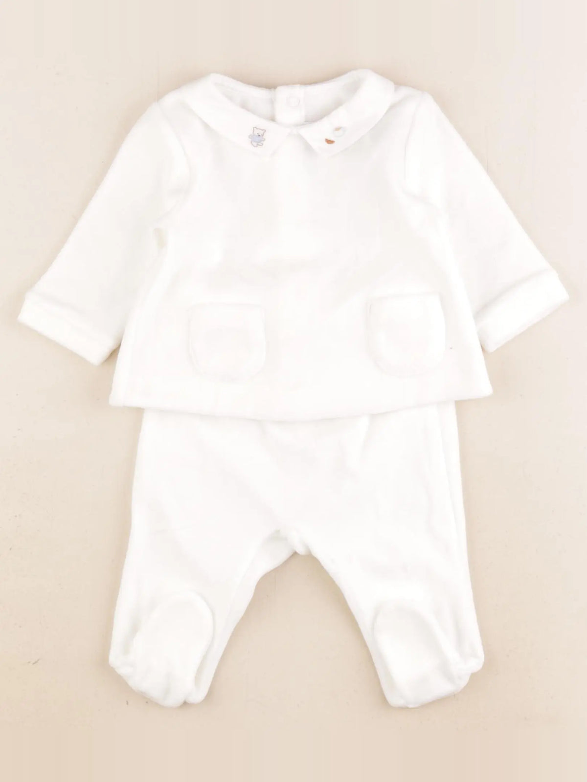Jacadi - pyjama velours blanc - 3 mois