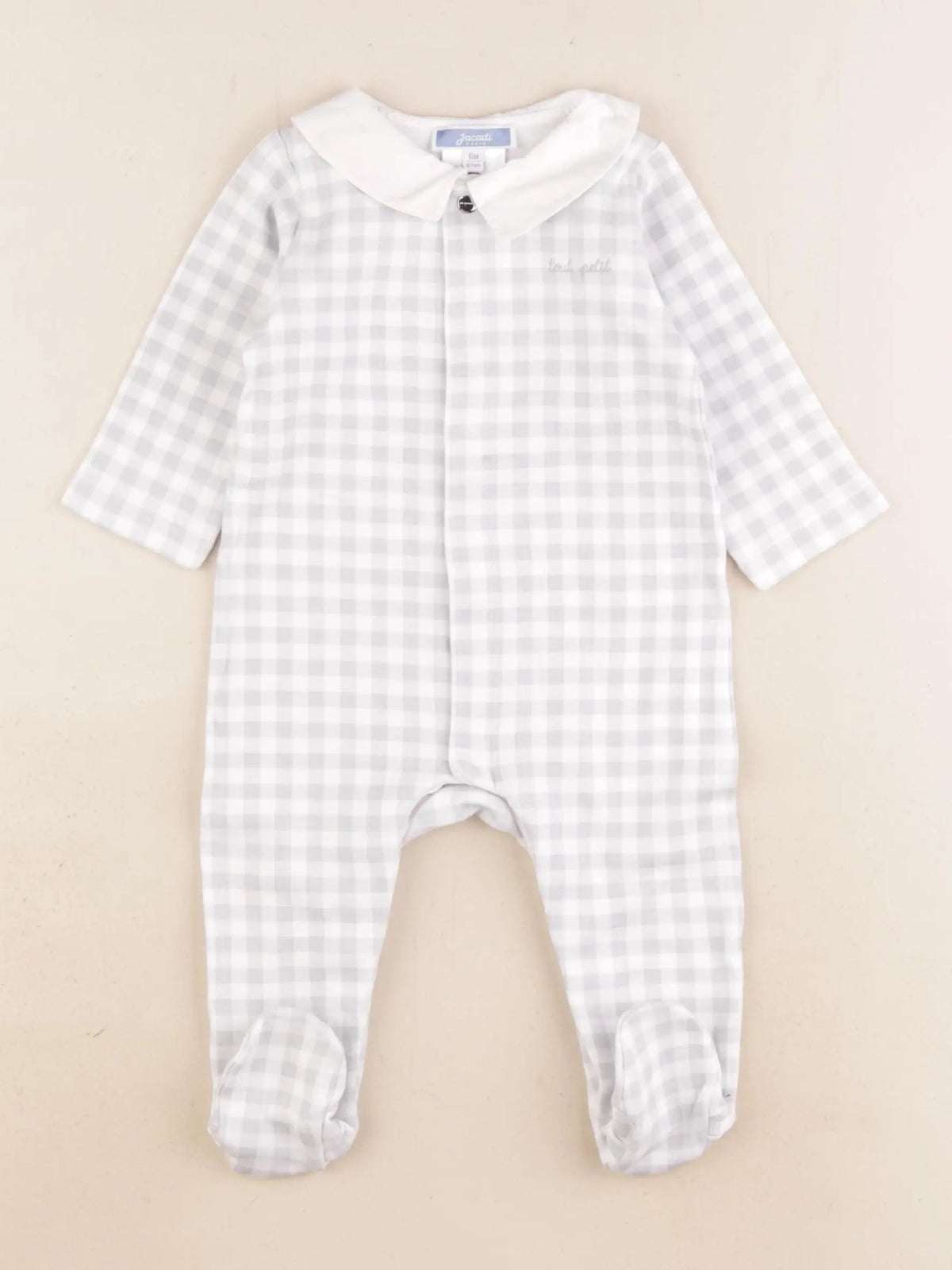 Jacadi - pyjama coton gris, blanc - 6 mois