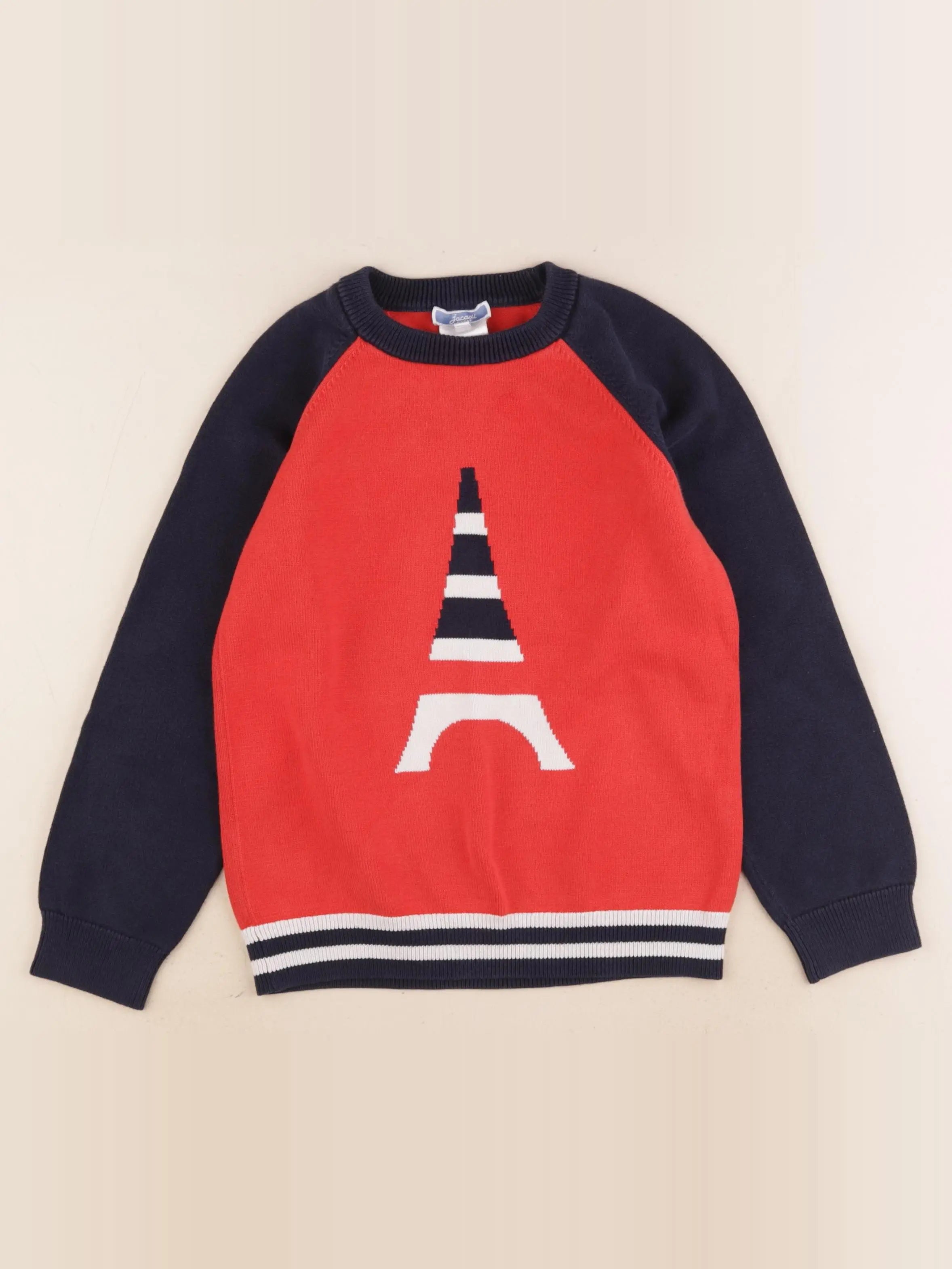 Jacadi - pull bleu, rouge - 8 ans