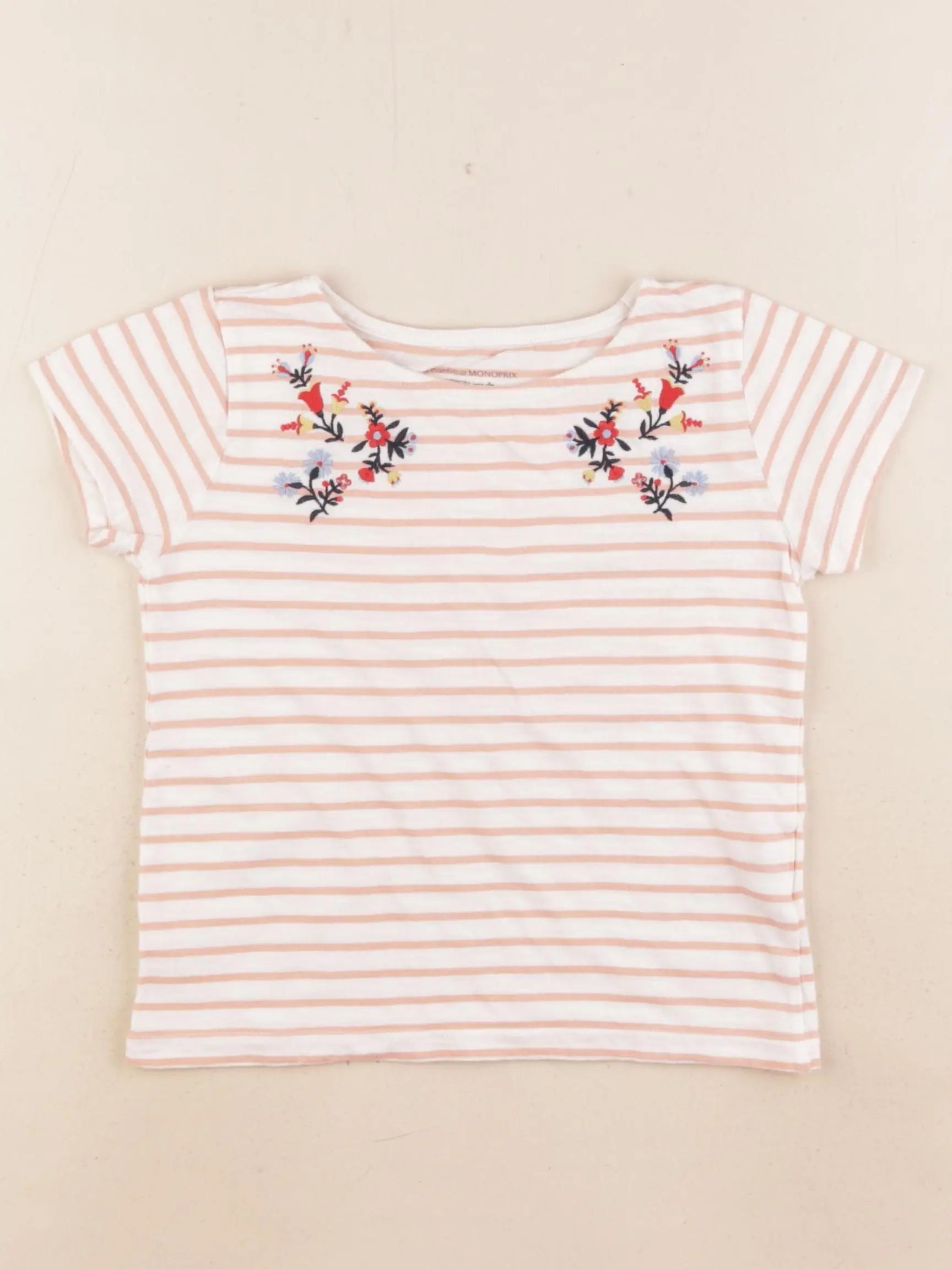 Monoprix - tee-shirt blanc, rose - 5 ans