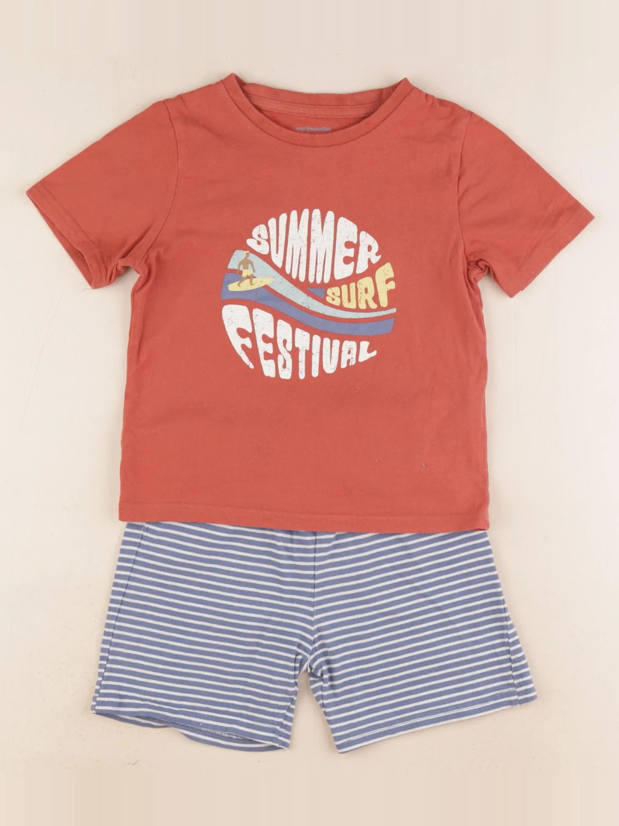 Vertbaudet - pyjama coton bleu, rouge - 5 ans