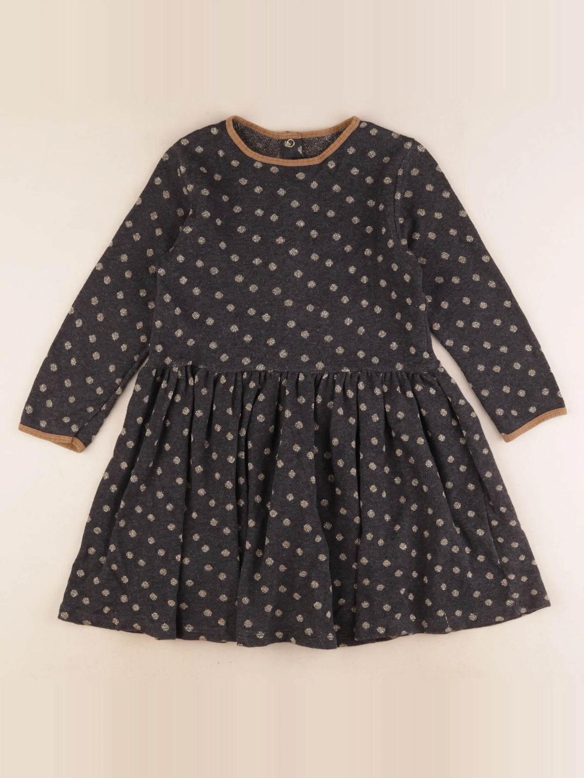 Petit Bateau - robe or, gris - 8 ans