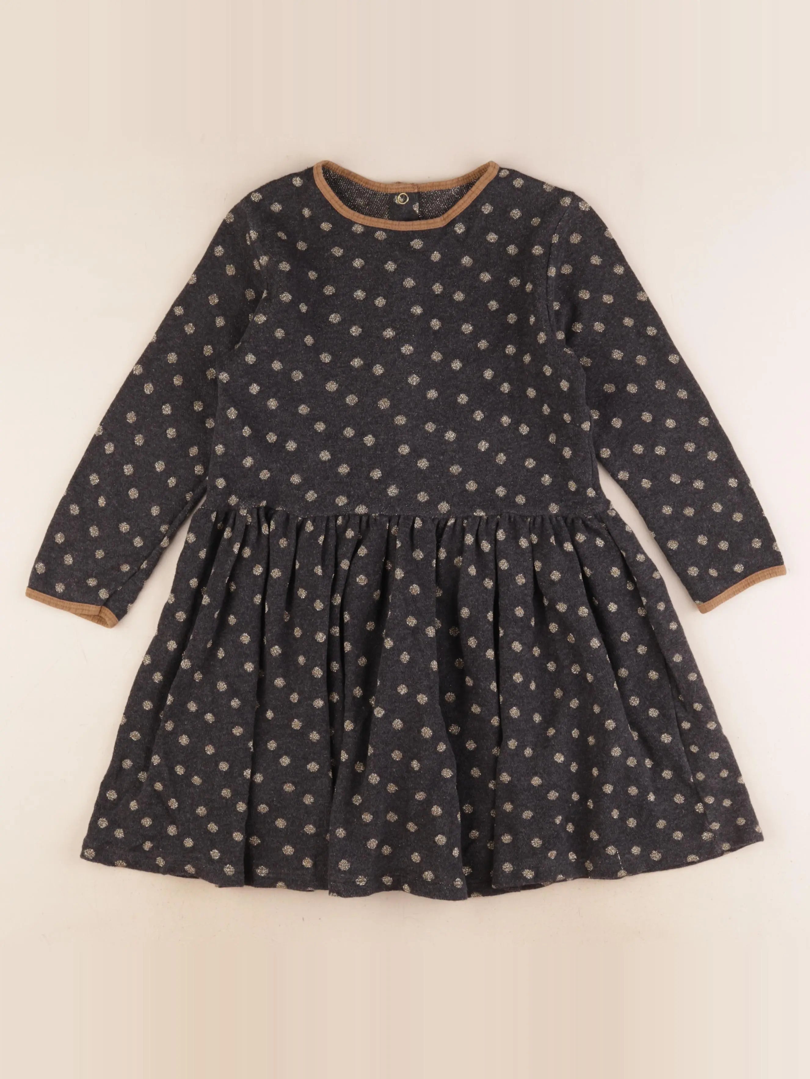 Petit Bateau - robe or, gris - 8 ans