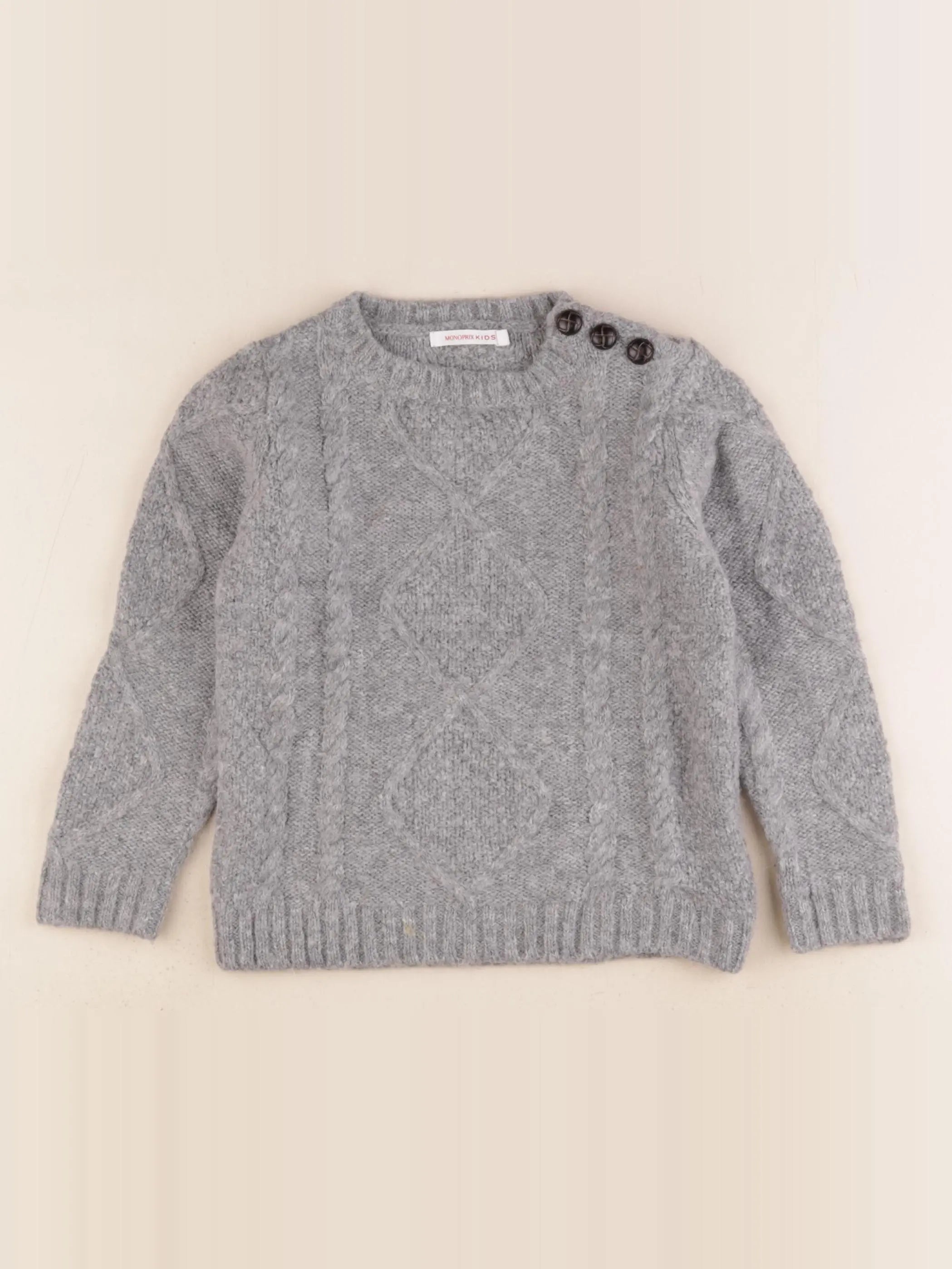 Monoprix - pull gris - 4 ans