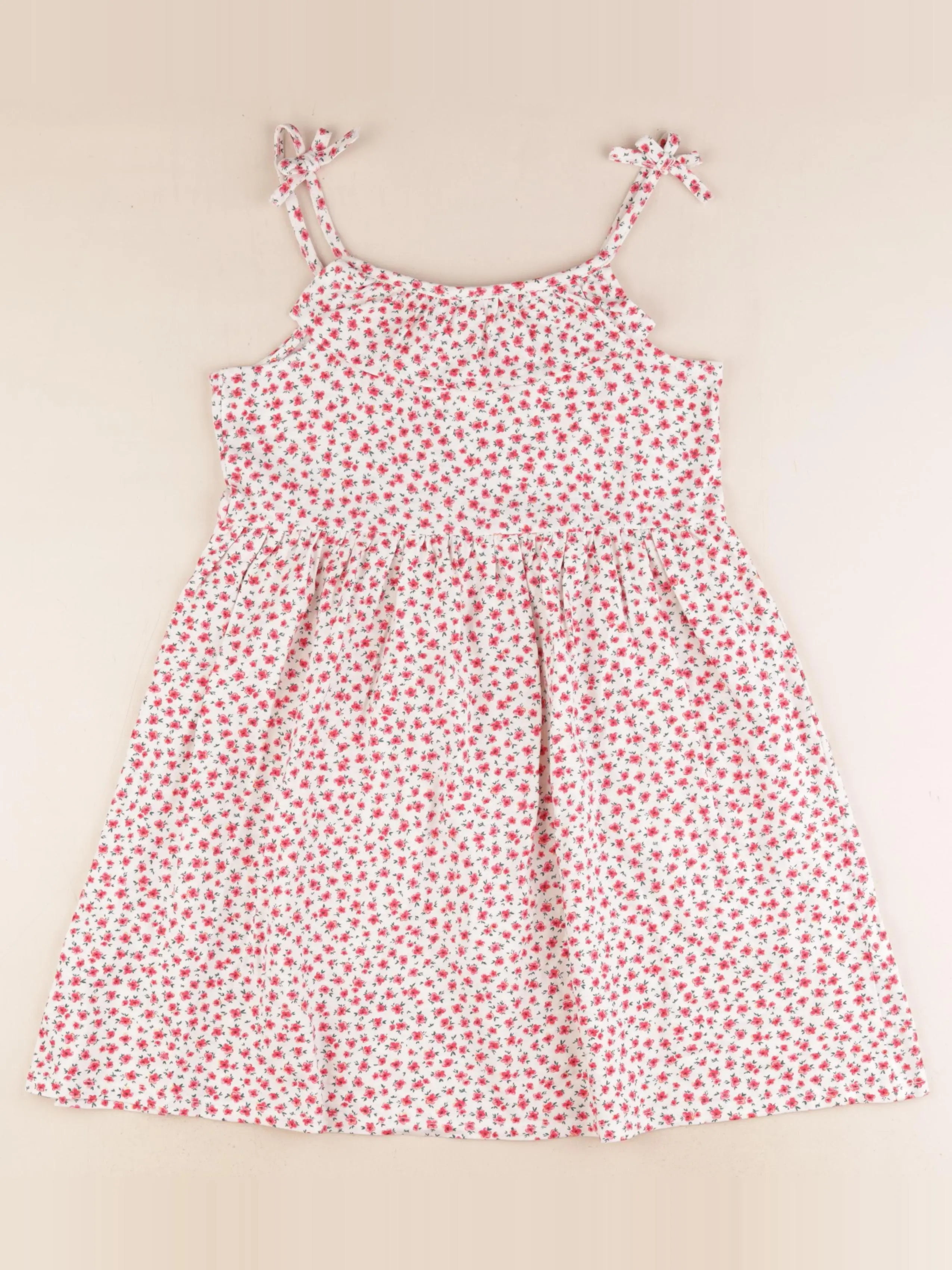 Vertbaudet - robe rouge, blanc - 10 ans