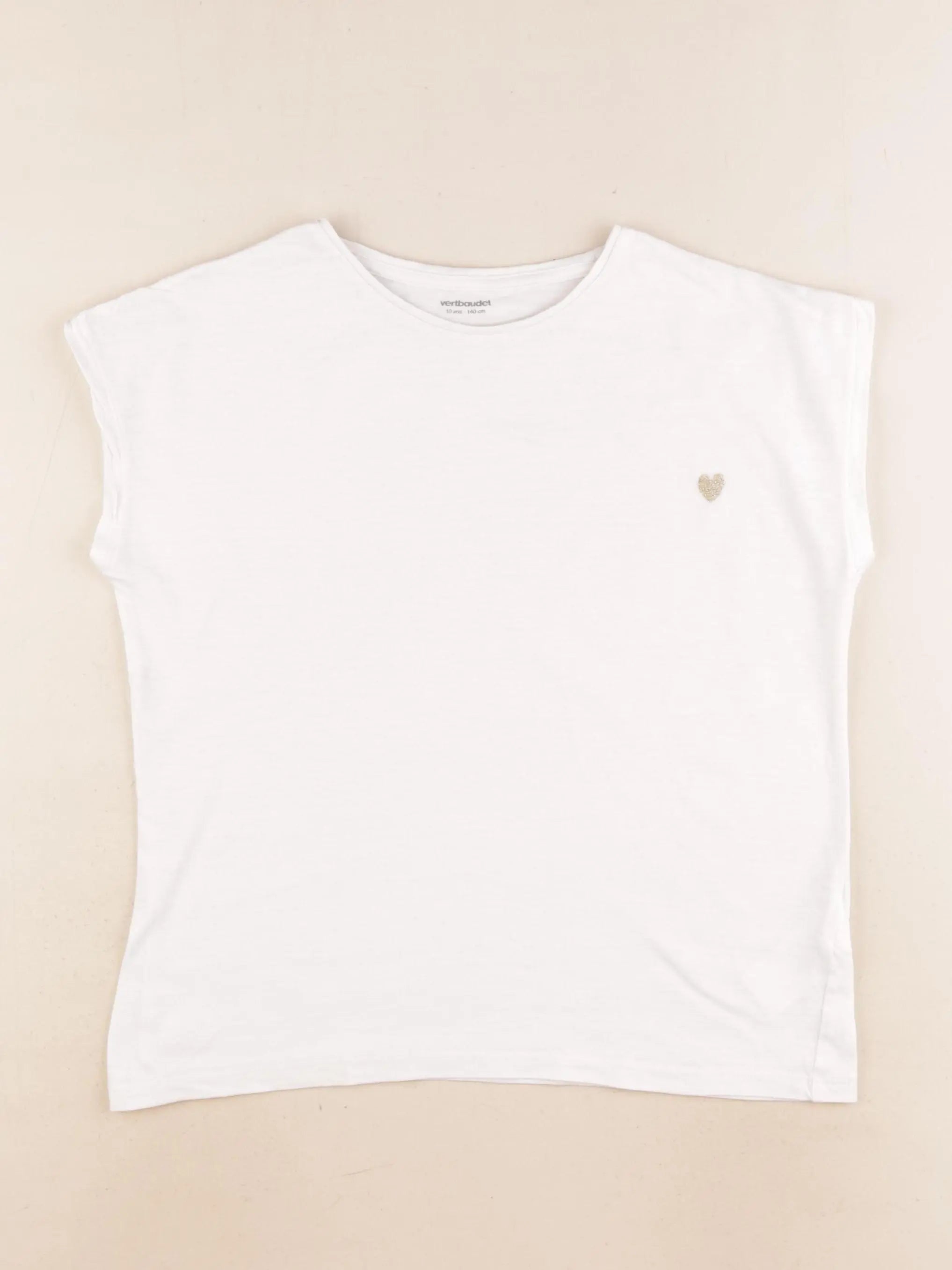 Vertbaudet - tee-shirt blanc, or - 10 ans