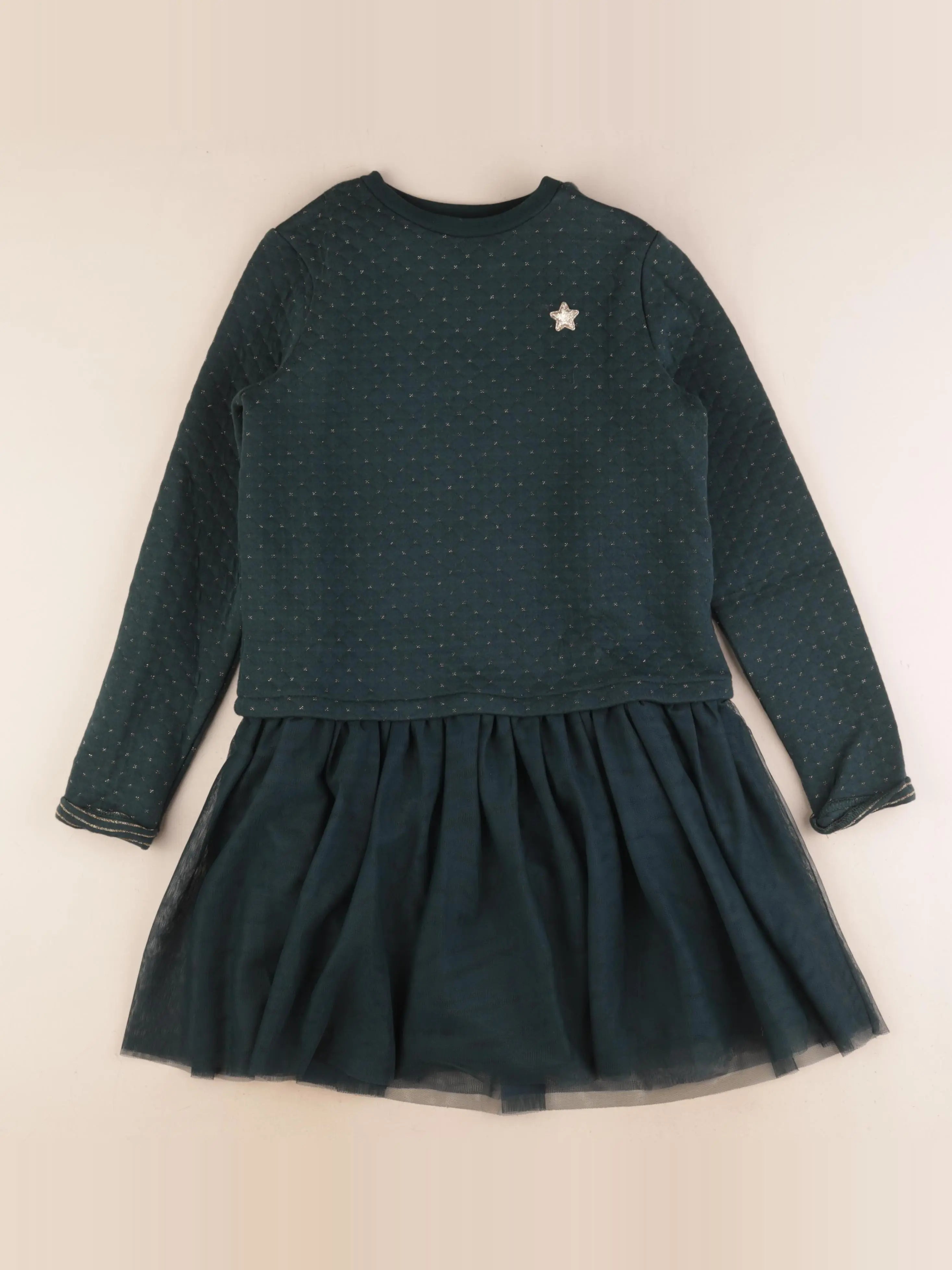 Vertbaudet - robe or, vert - 10 ans