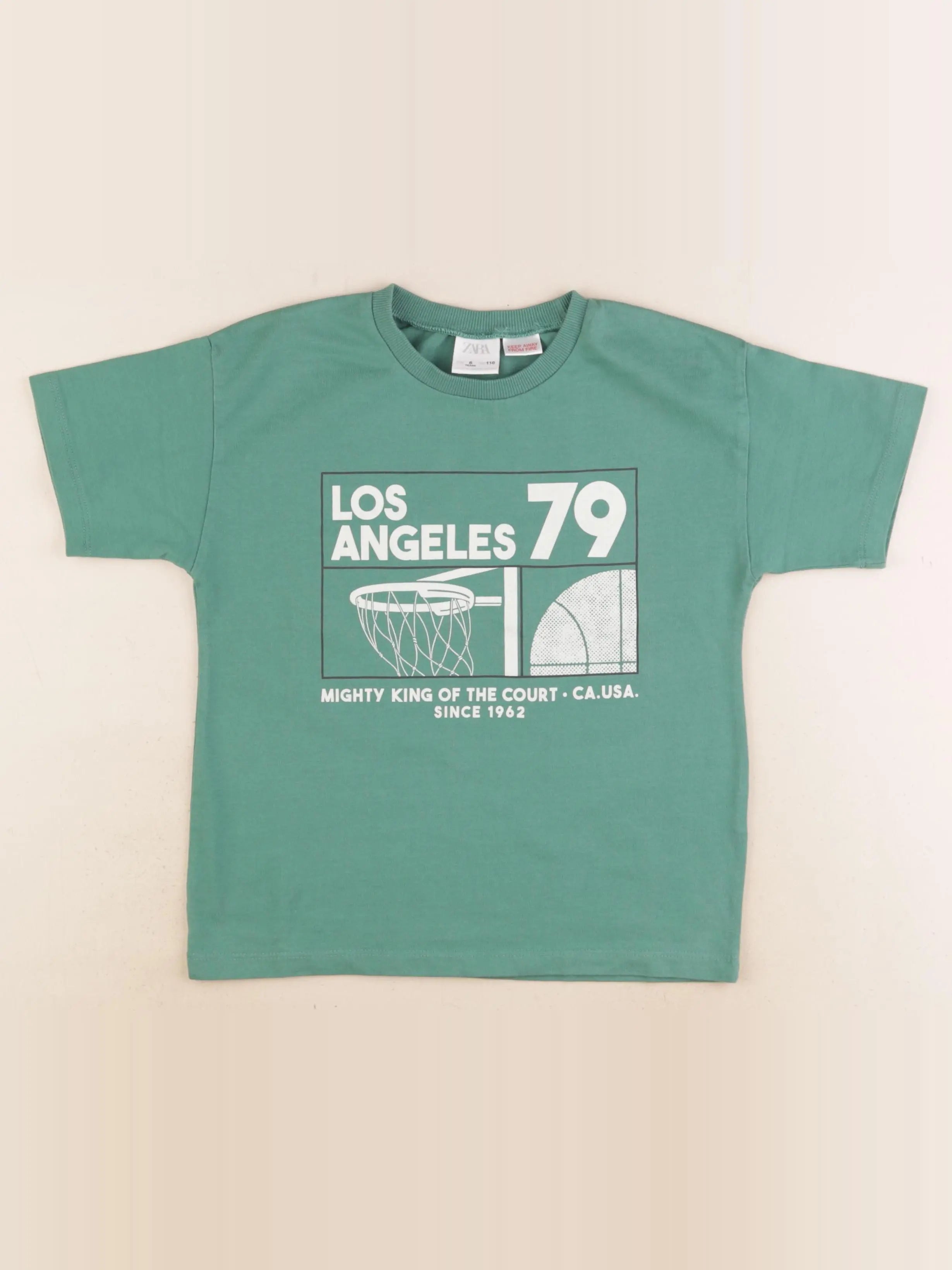 Zara - tee-shirt imprimé au dos vert - 6 ans