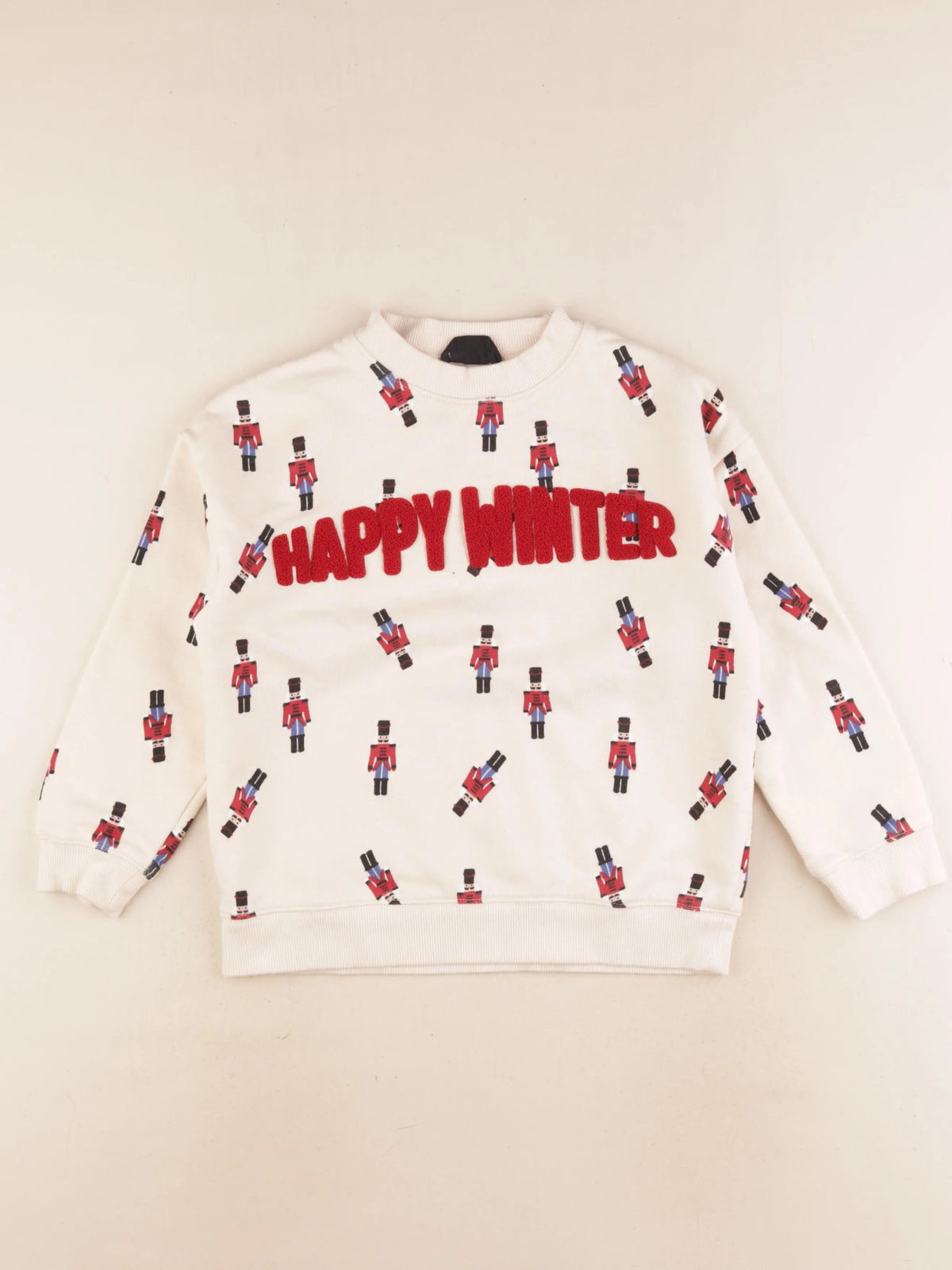 Monoprix - sweat beige, rouge - 8 ans