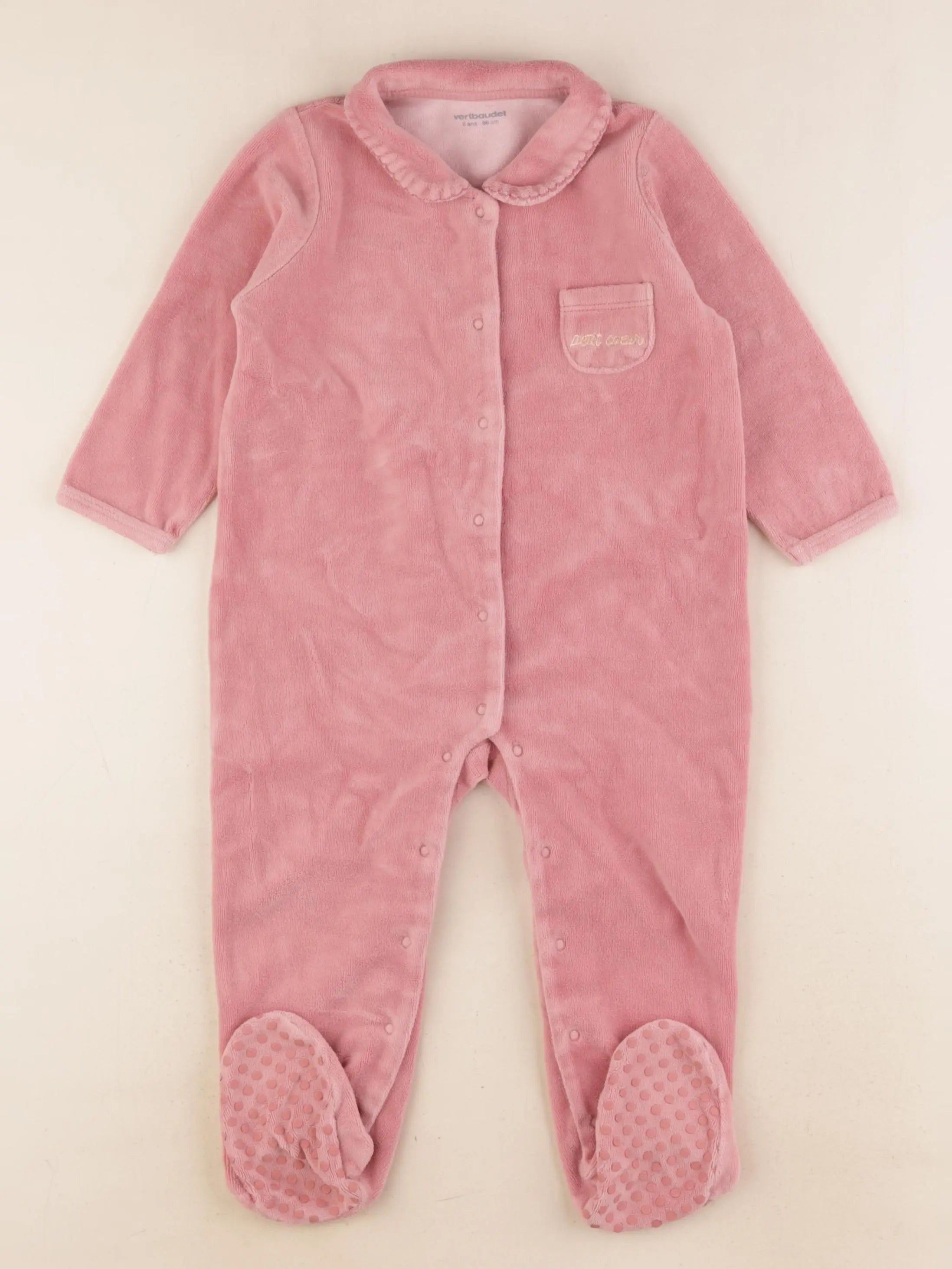 Vertbaudet - pyjama velours rose - 2 ans