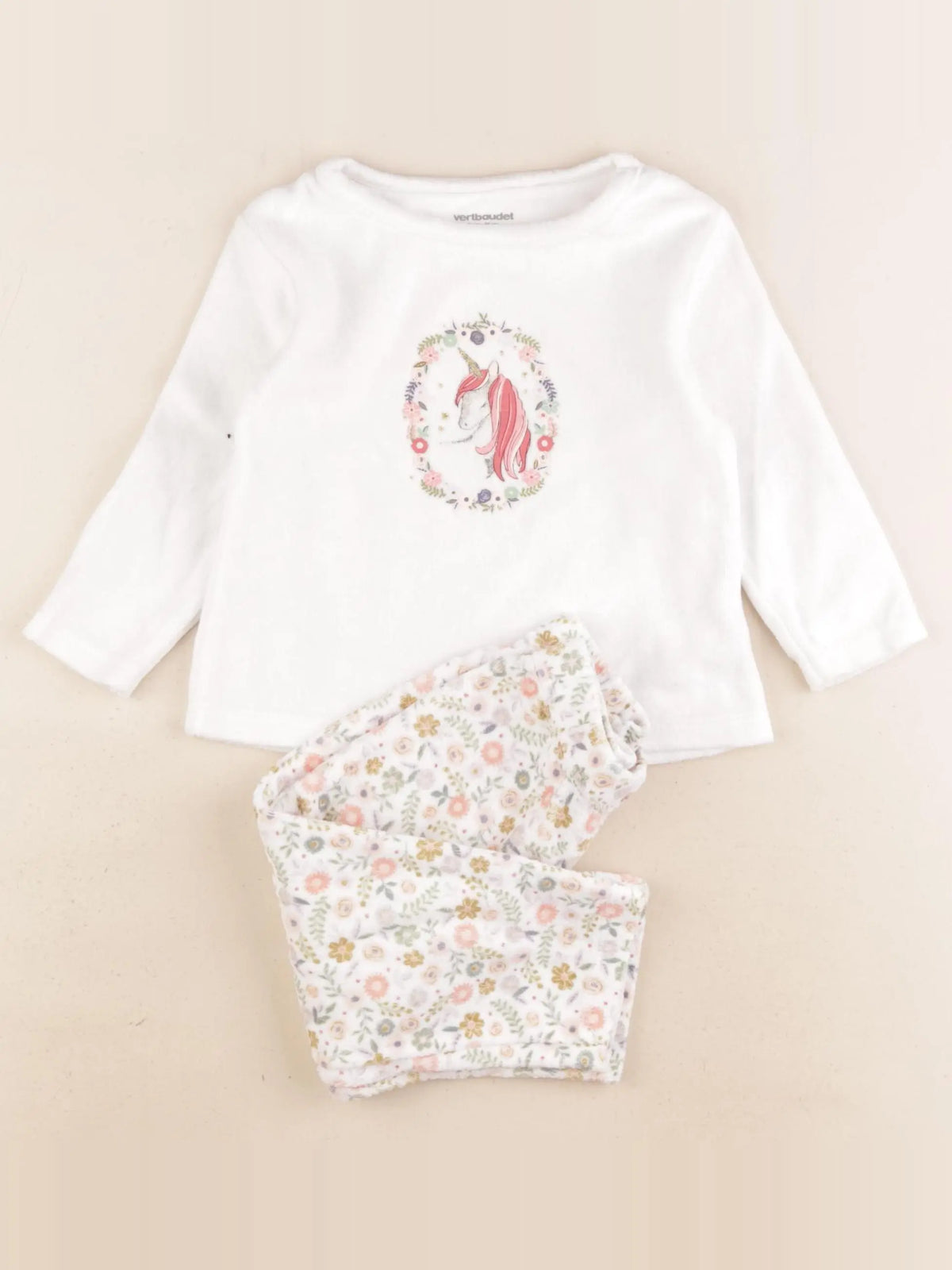 Vertbaudet - pyjama velours blanc - 2 ans