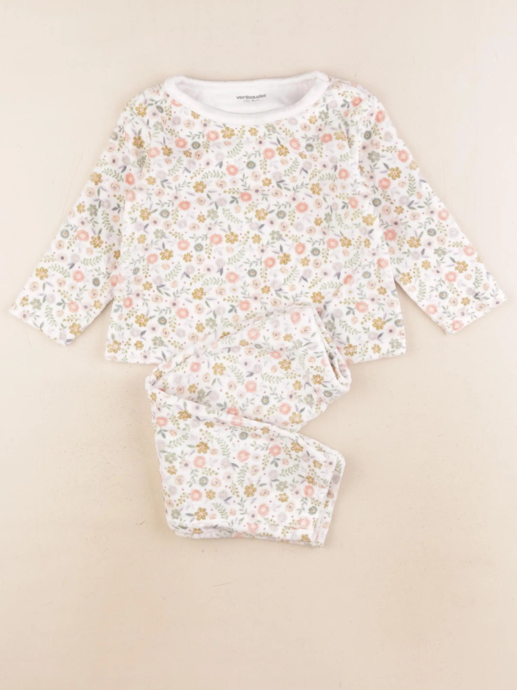 Vertbaudet - pyjama velours blanc - 2 ans