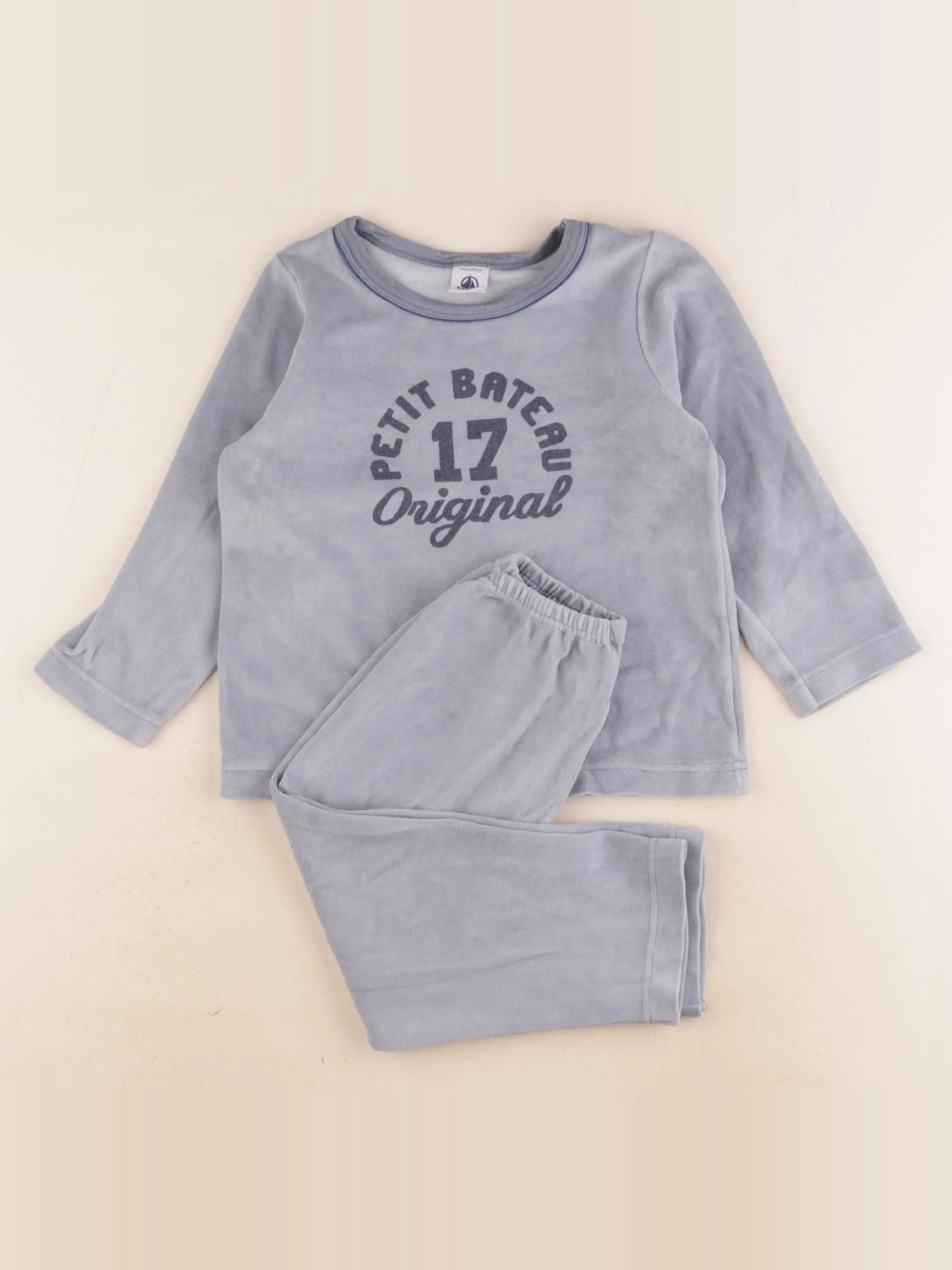 Petit Bateau - pyjama velours bleu - 3 ans