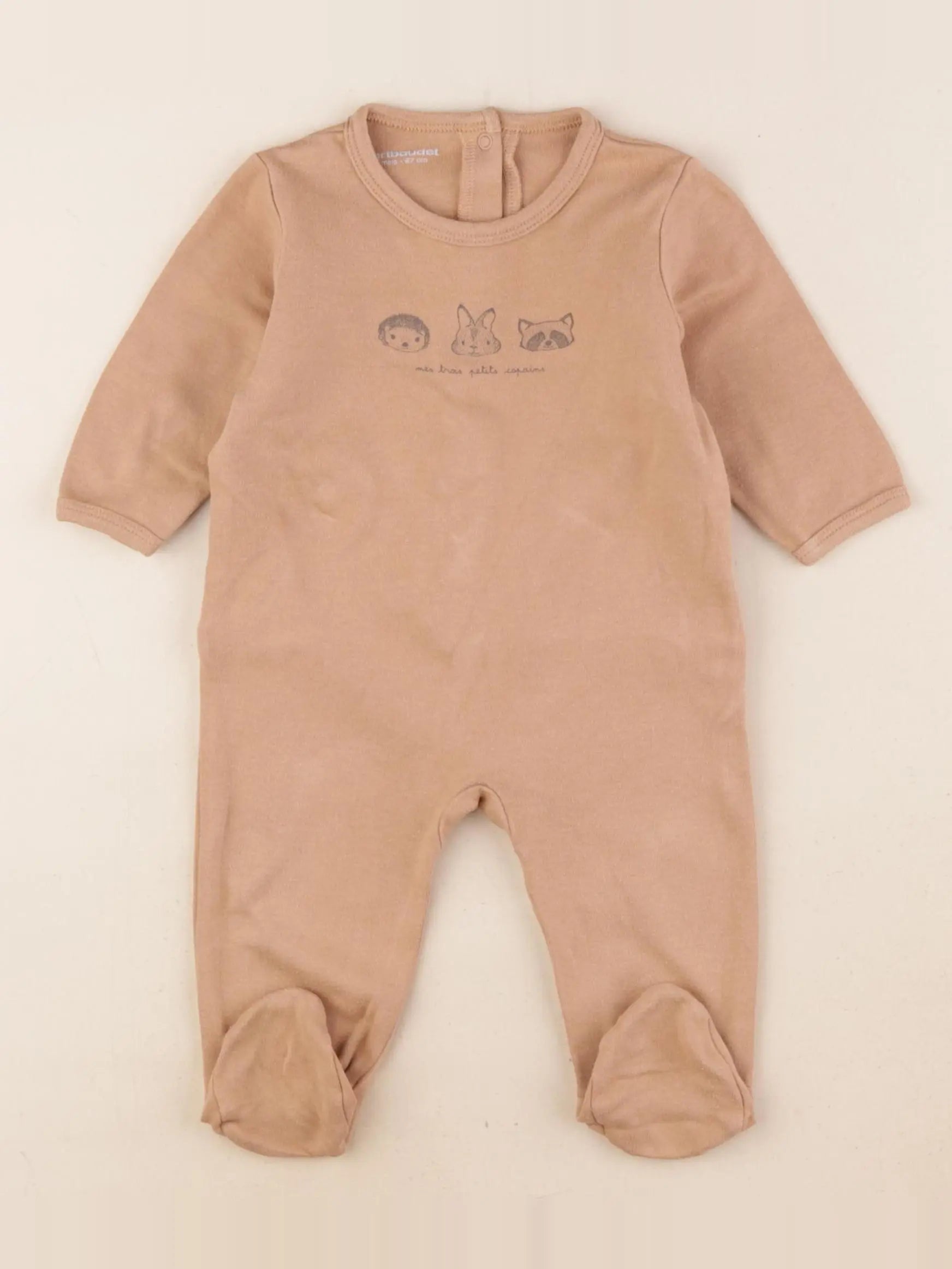 Vertbaudet - pyjama coton marron - 6 mois