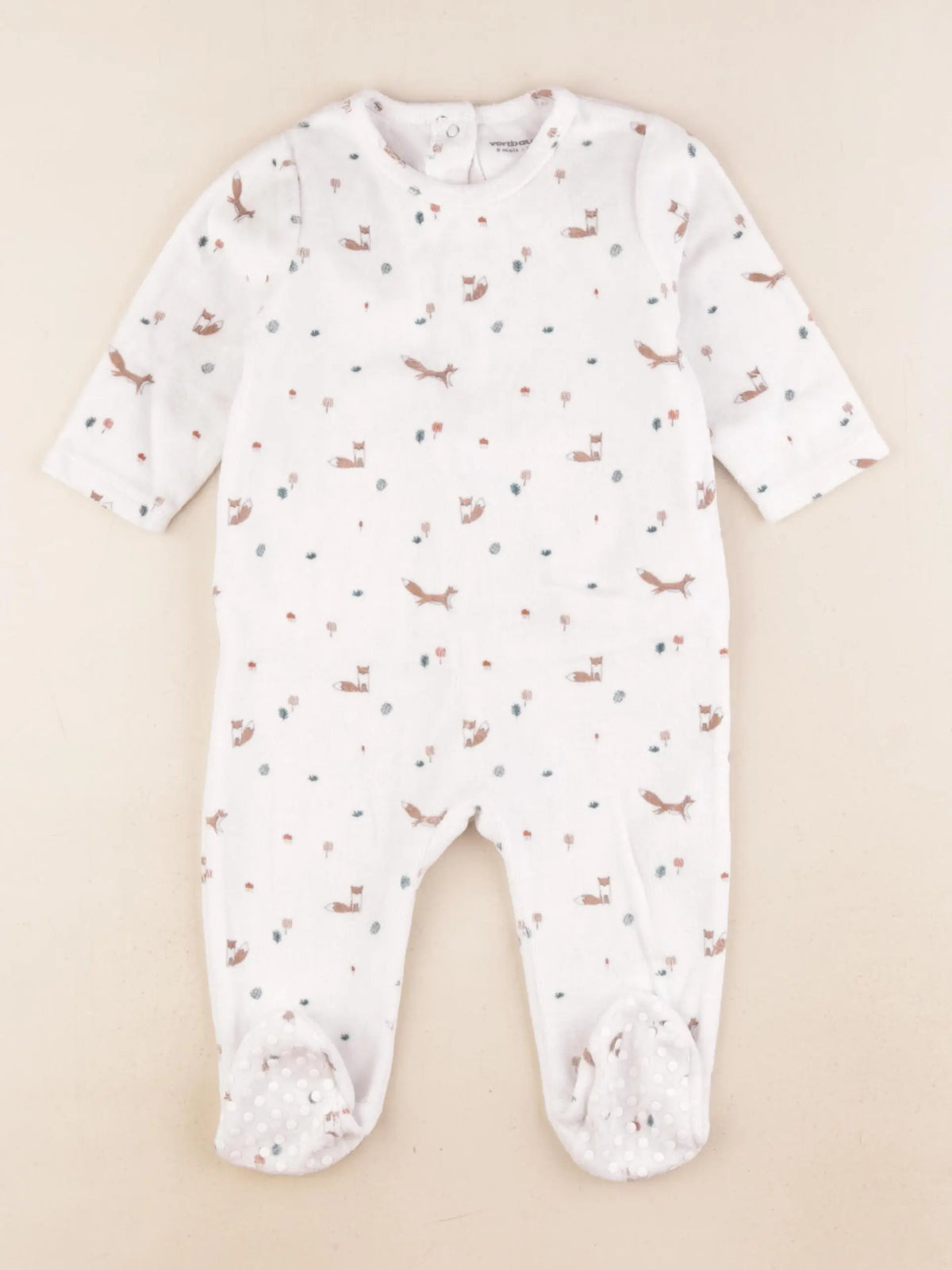 Vertbaudet - pyjama velours blanc - 9 mois