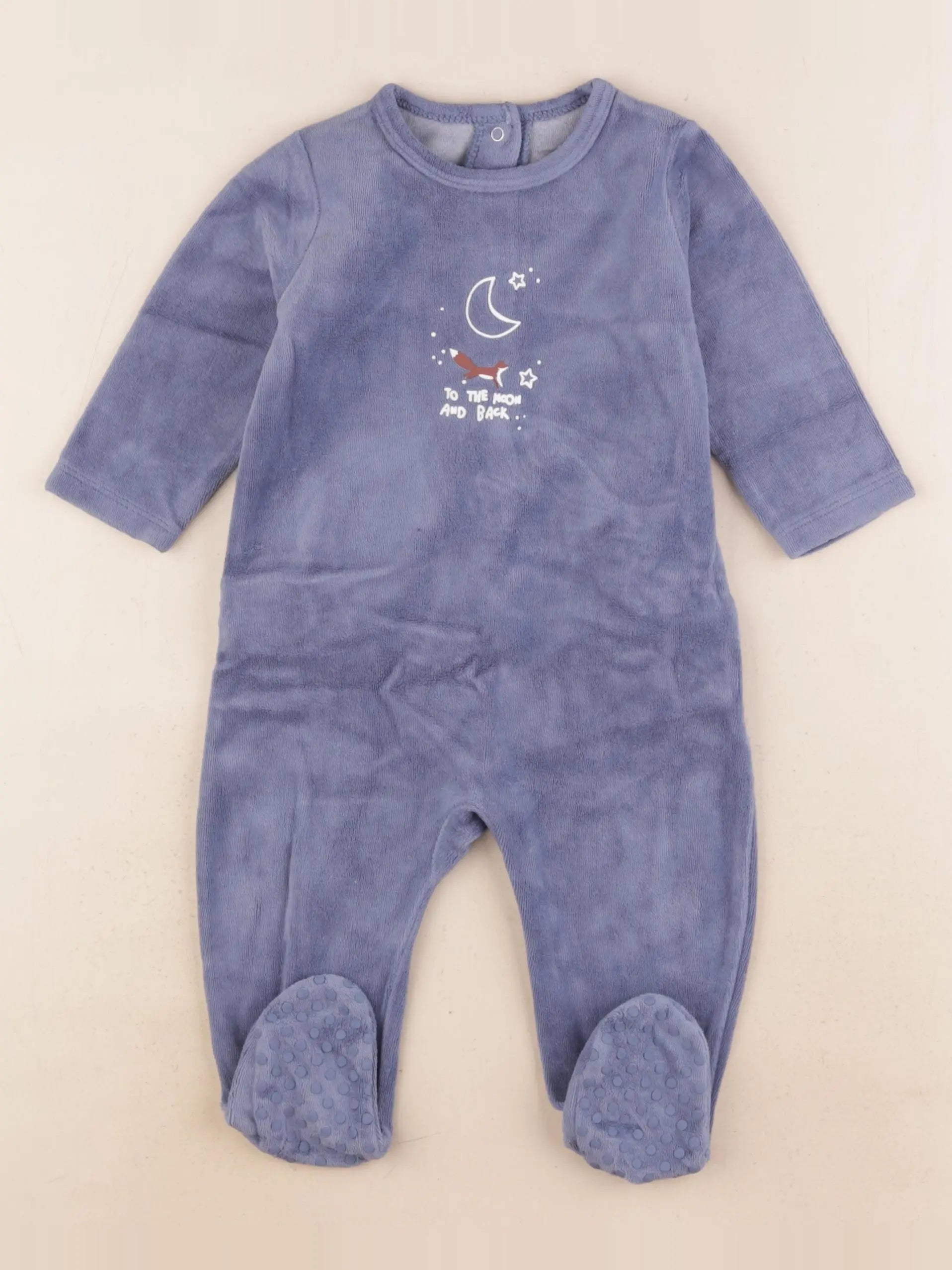 Vertbaudet - pyjama velours bleu - 9 mois