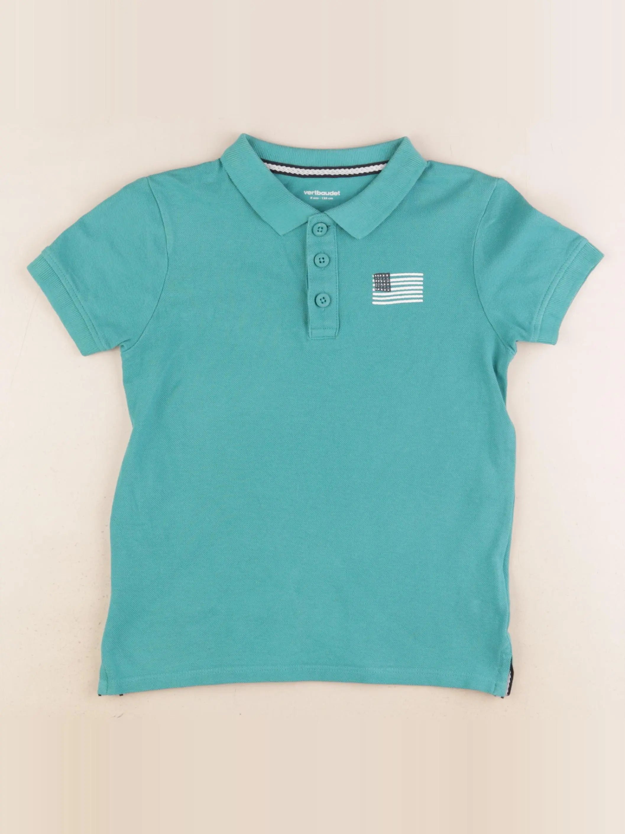Vertbaudet - polo vert - 8 ans