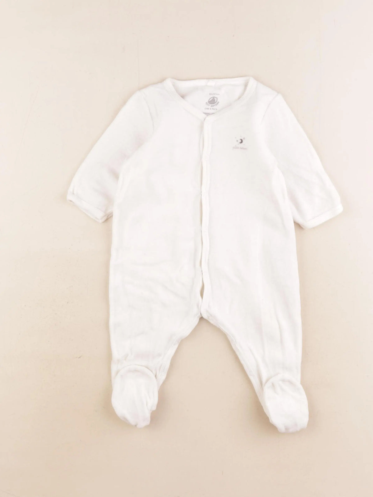 Petit Bateau - pyjama velours beige - 6 mois