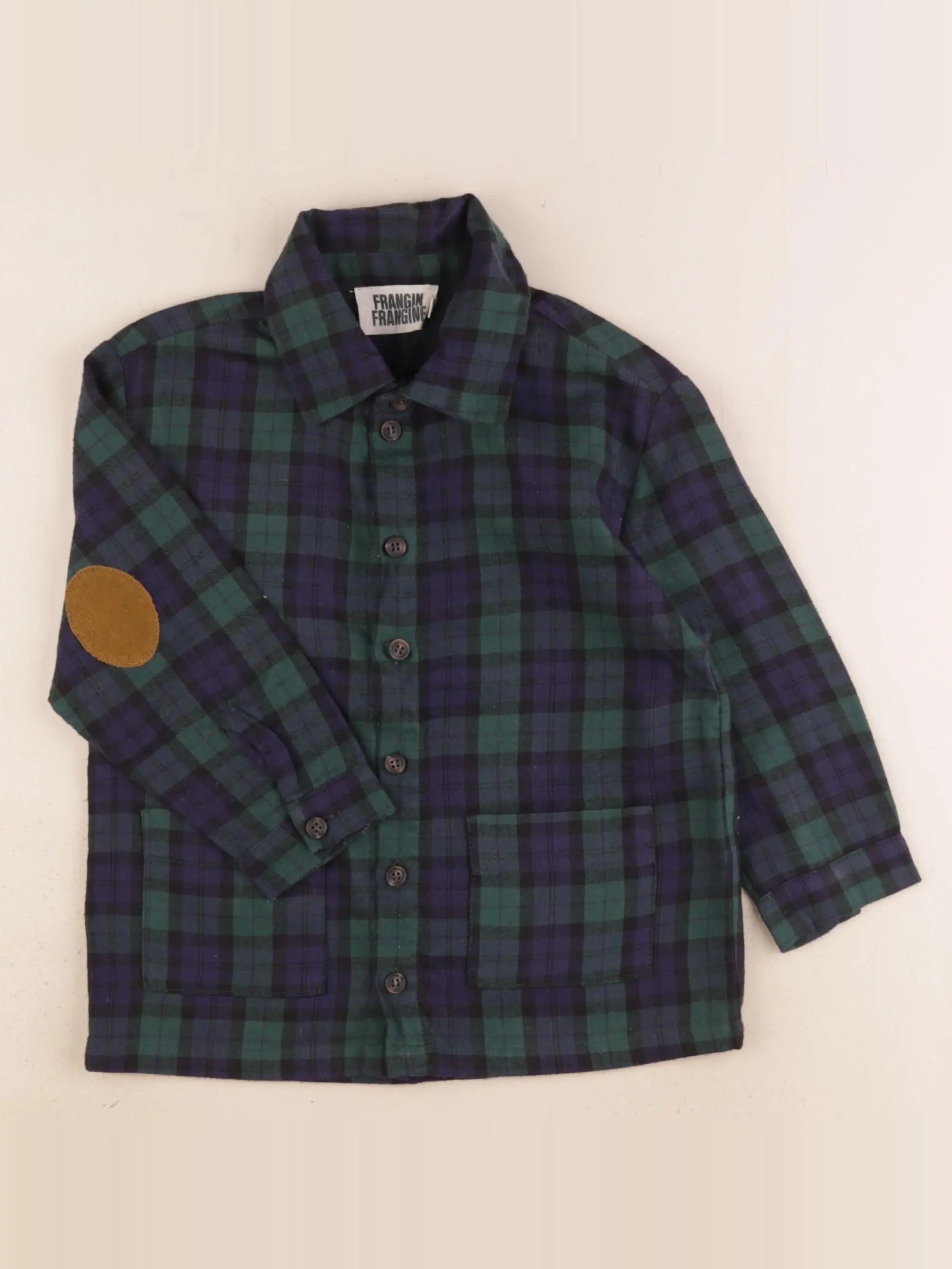 Frangin Frangine - chemise vert, bleu - 3 ans