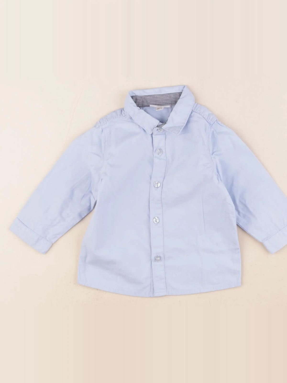 Vertbaudet - chemise marron, bleu - 9 mois