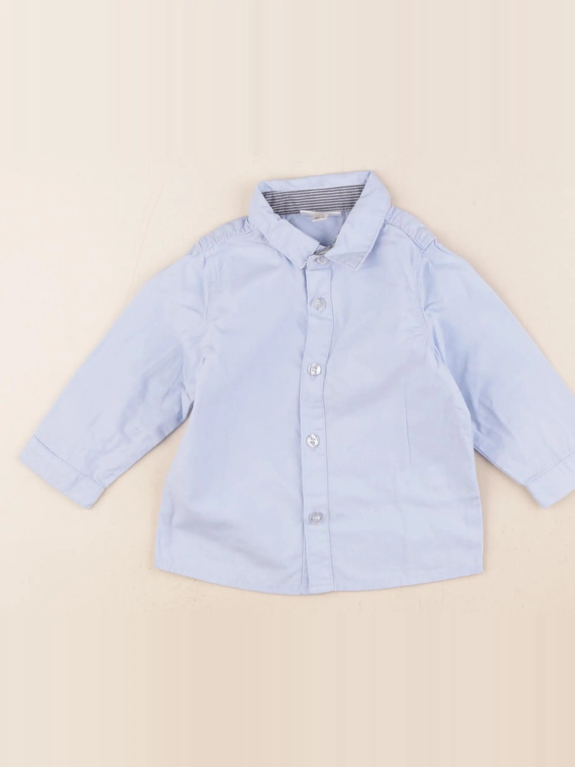 Vertbaudet - chemise marron, bleu - 9 mois