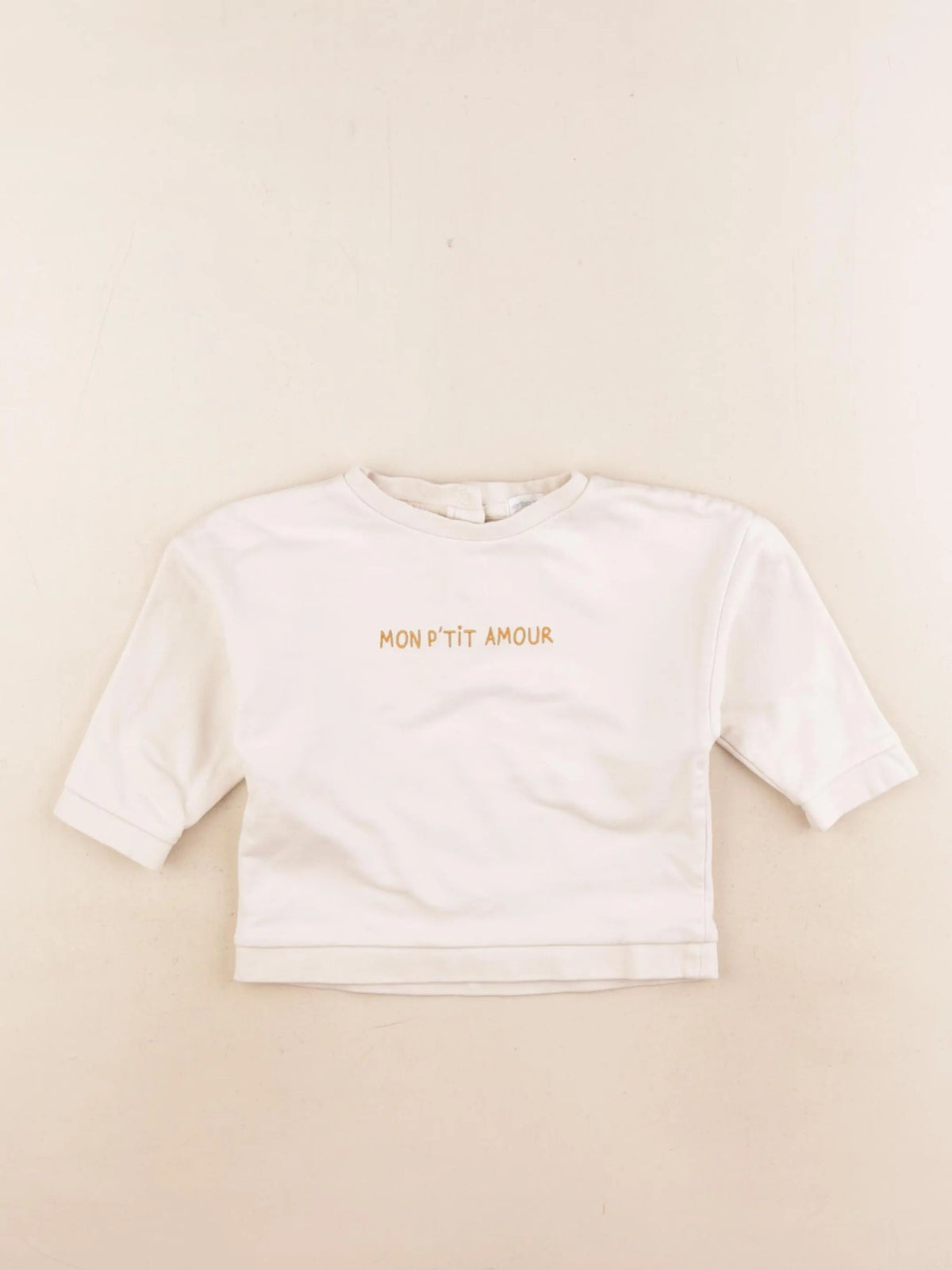 Vertbaudet - sweat beige - 12 mois
