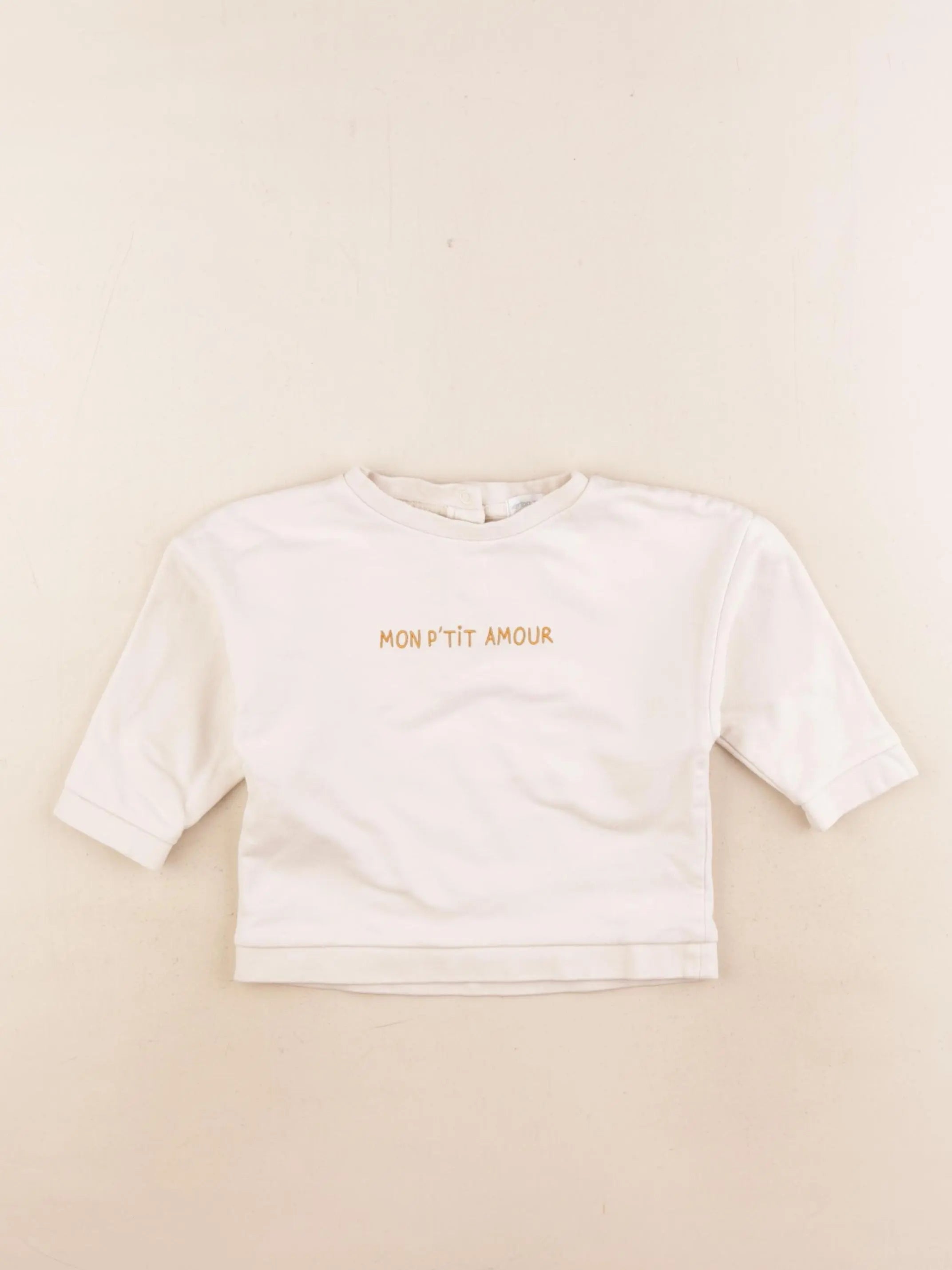 Vertbaudet - sweat beige - 12 mois