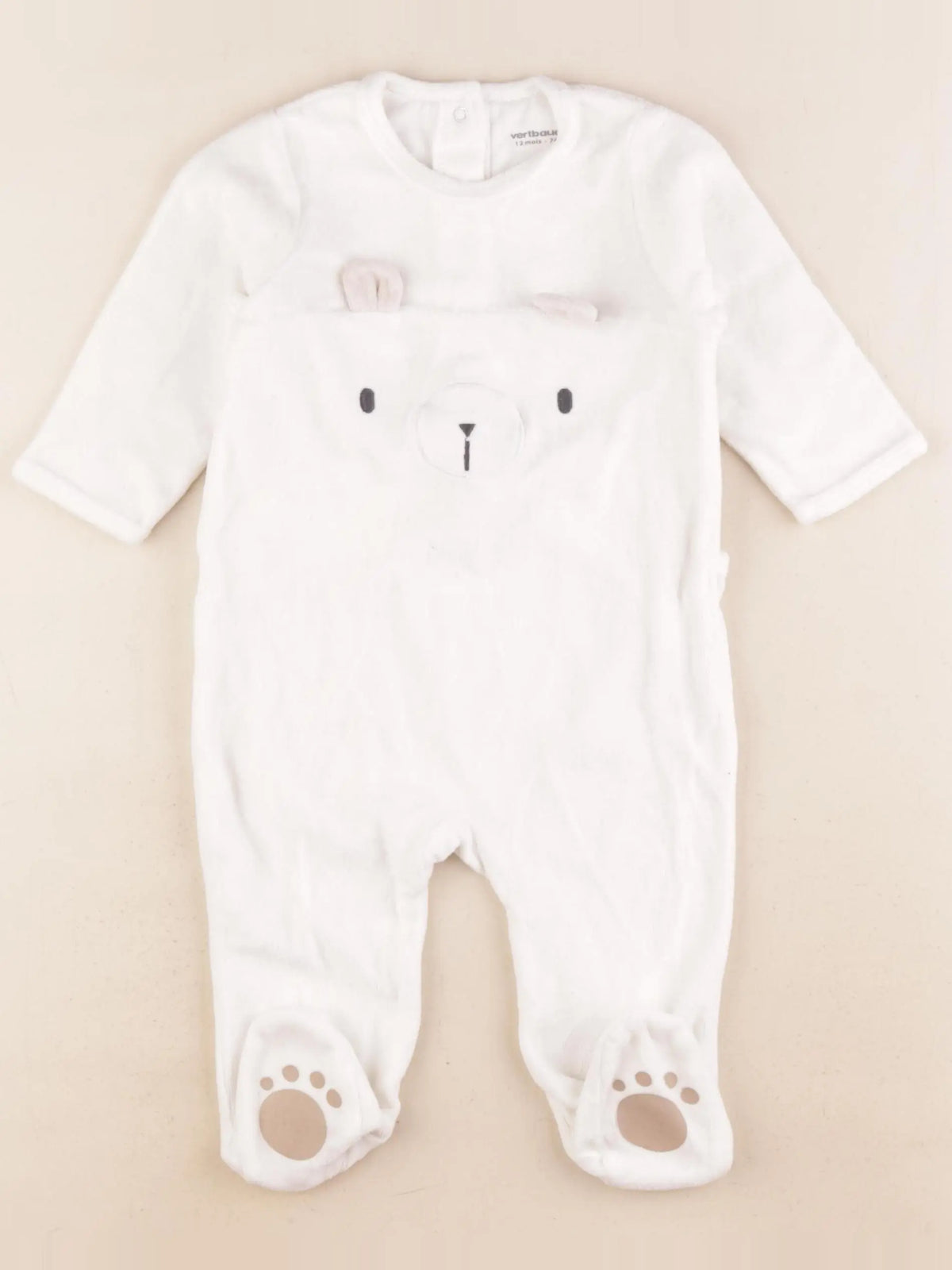 Vertbaudet - pyjama velours beige - 12 mois