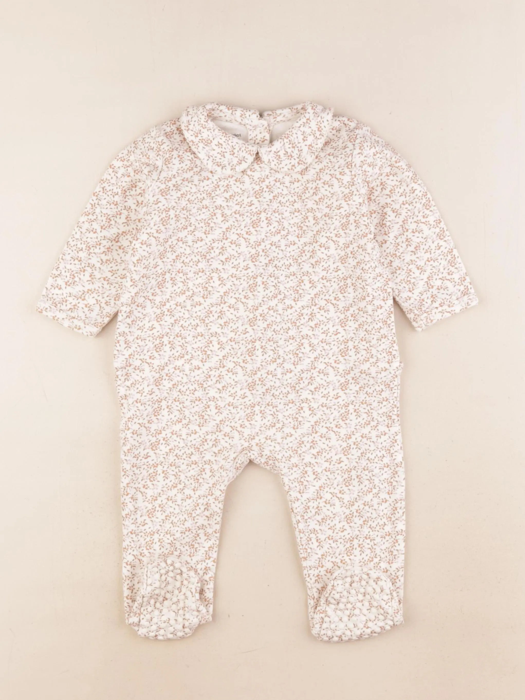 Vertbaudet - pyjama coton beige, marron - 12 mois