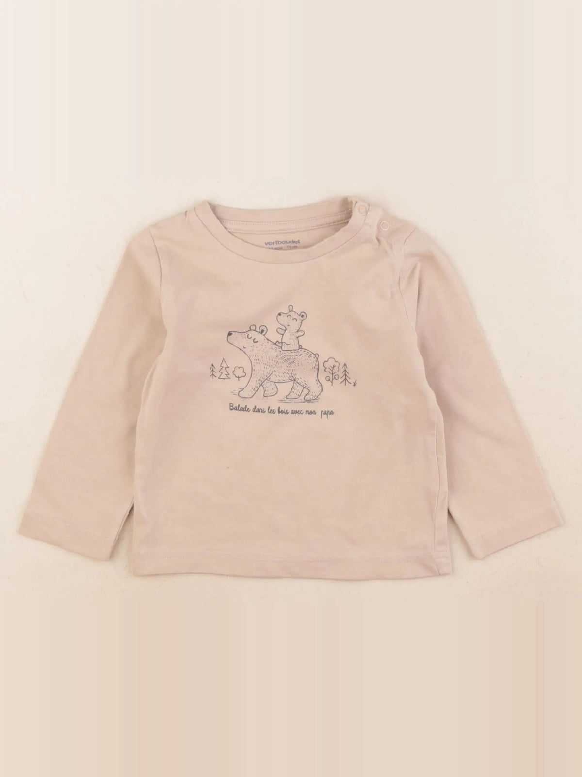 Vertbaudet - tee-shirt coton beige - 12 mois