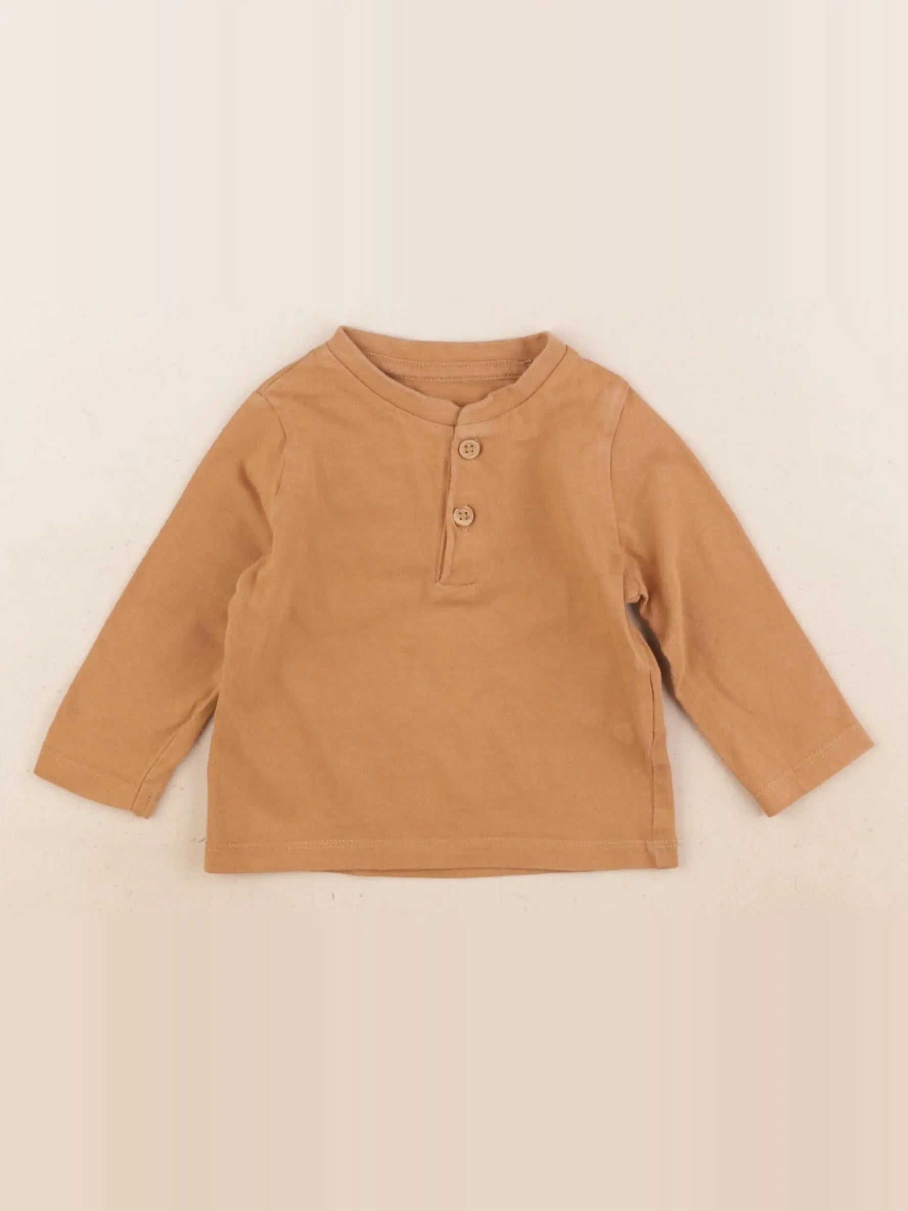 Vertbaudet - tee-shirt coton beige - 6 mois