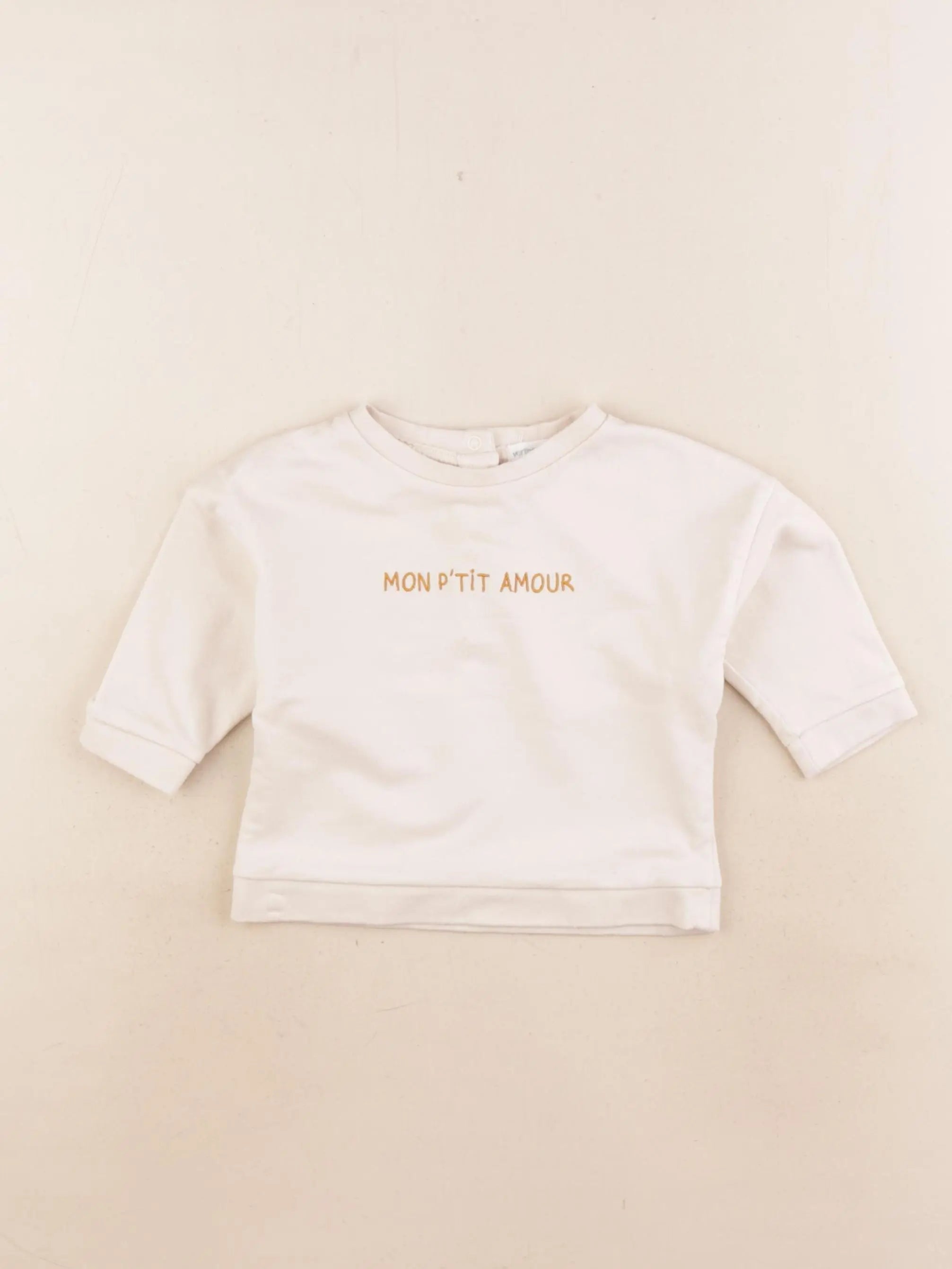 Vertbaudet - sweat beige - 6 mois