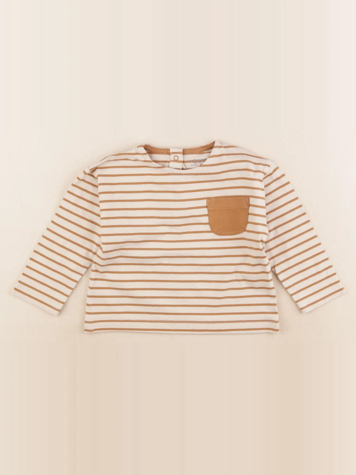 Vertbaudet - tee-shirt marron, beige - 24 mois