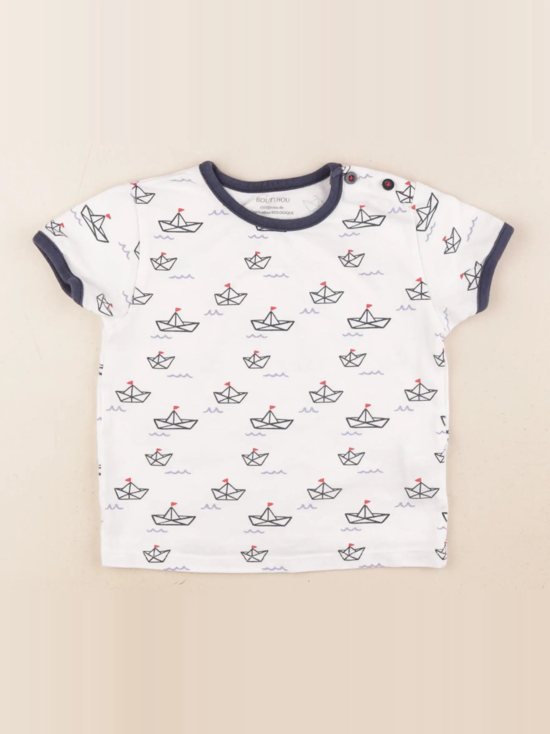 Boutchou - tee-shirt blanc, bleu - 24 mois