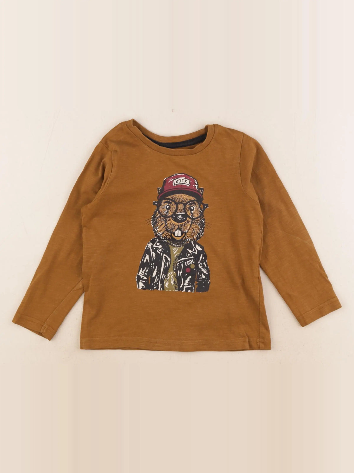 Vertbaudet - tee-shirt marron - 4 ans