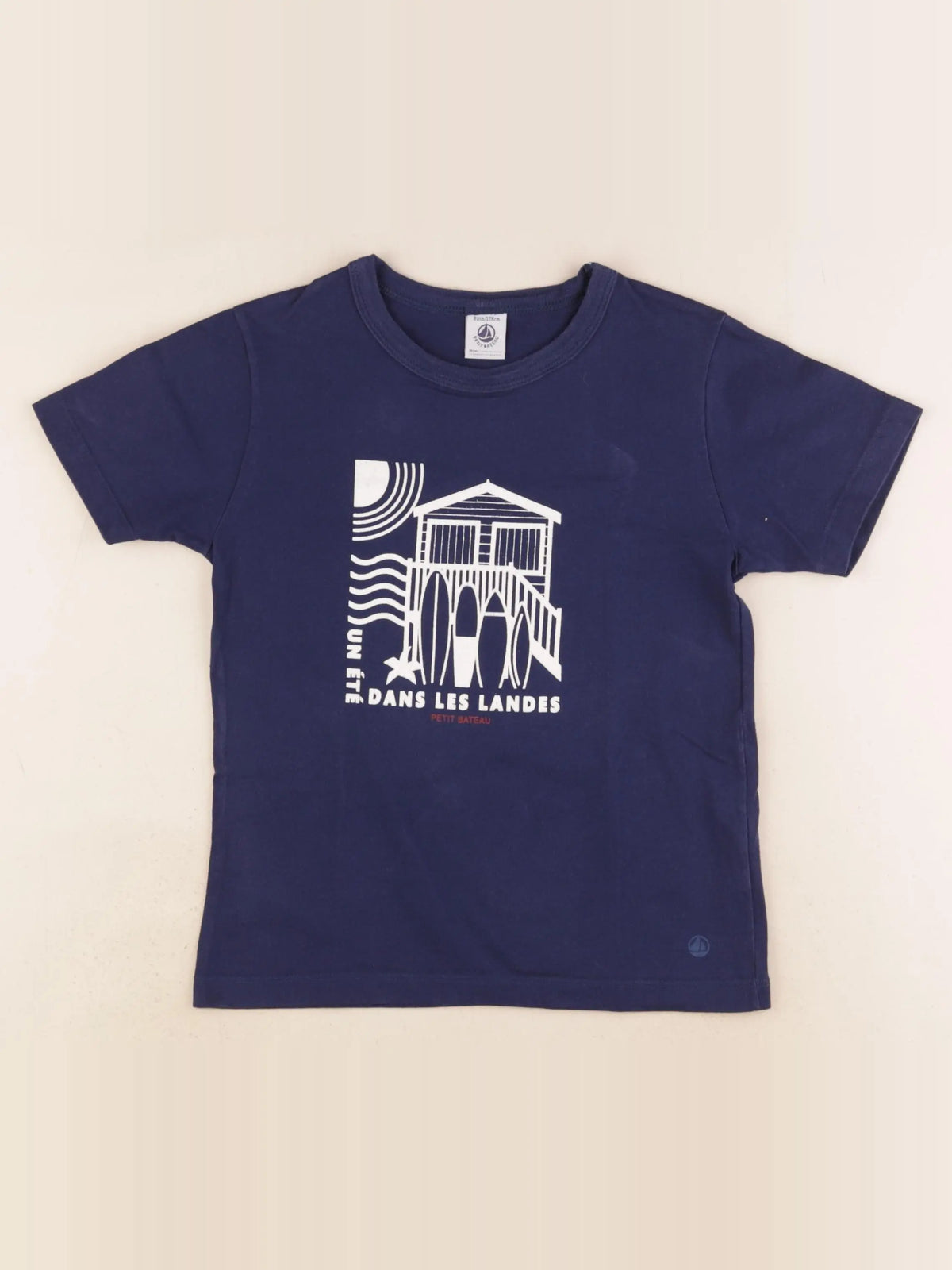 Petit Bateau - tee-shirt bleu - 8 ans