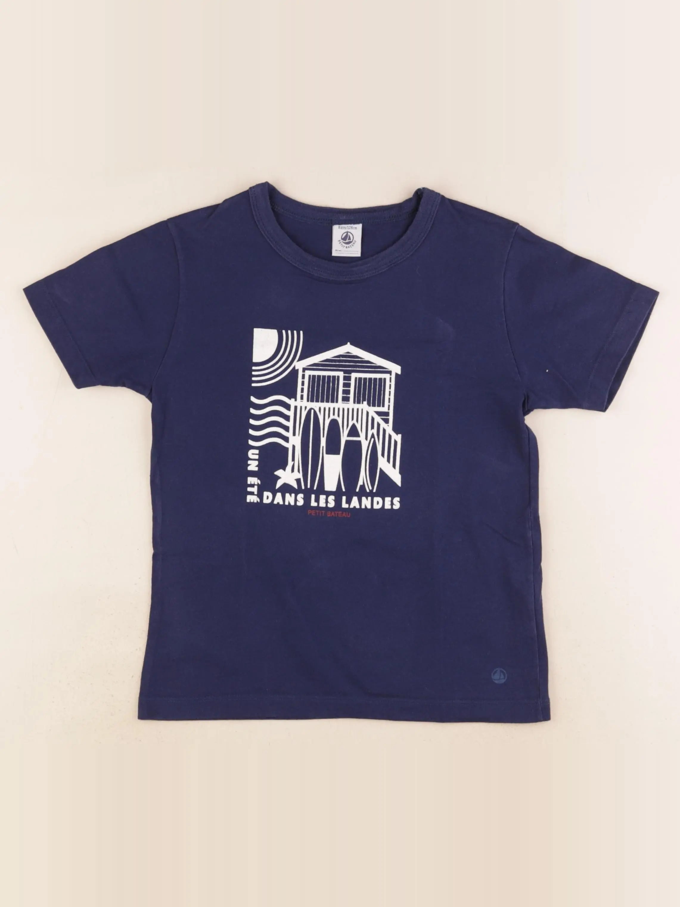 Petit Bateau - tee-shirt bleu - 8 ans