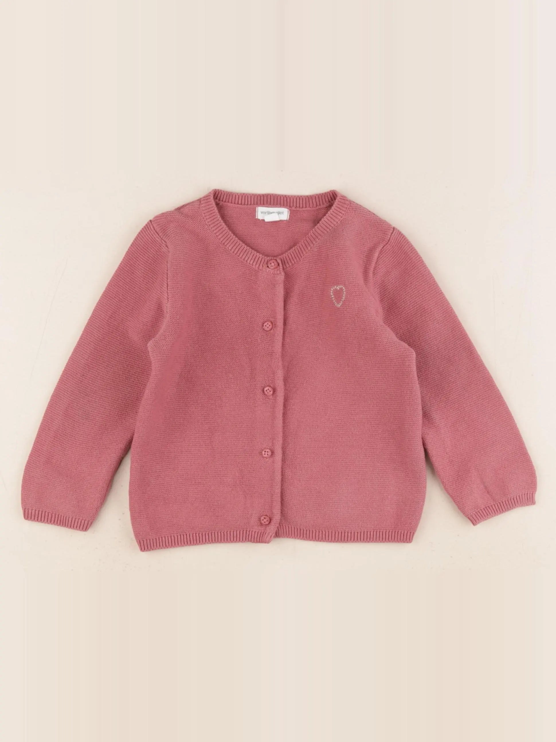 Vertbaudet - gilet rose - 12 mois