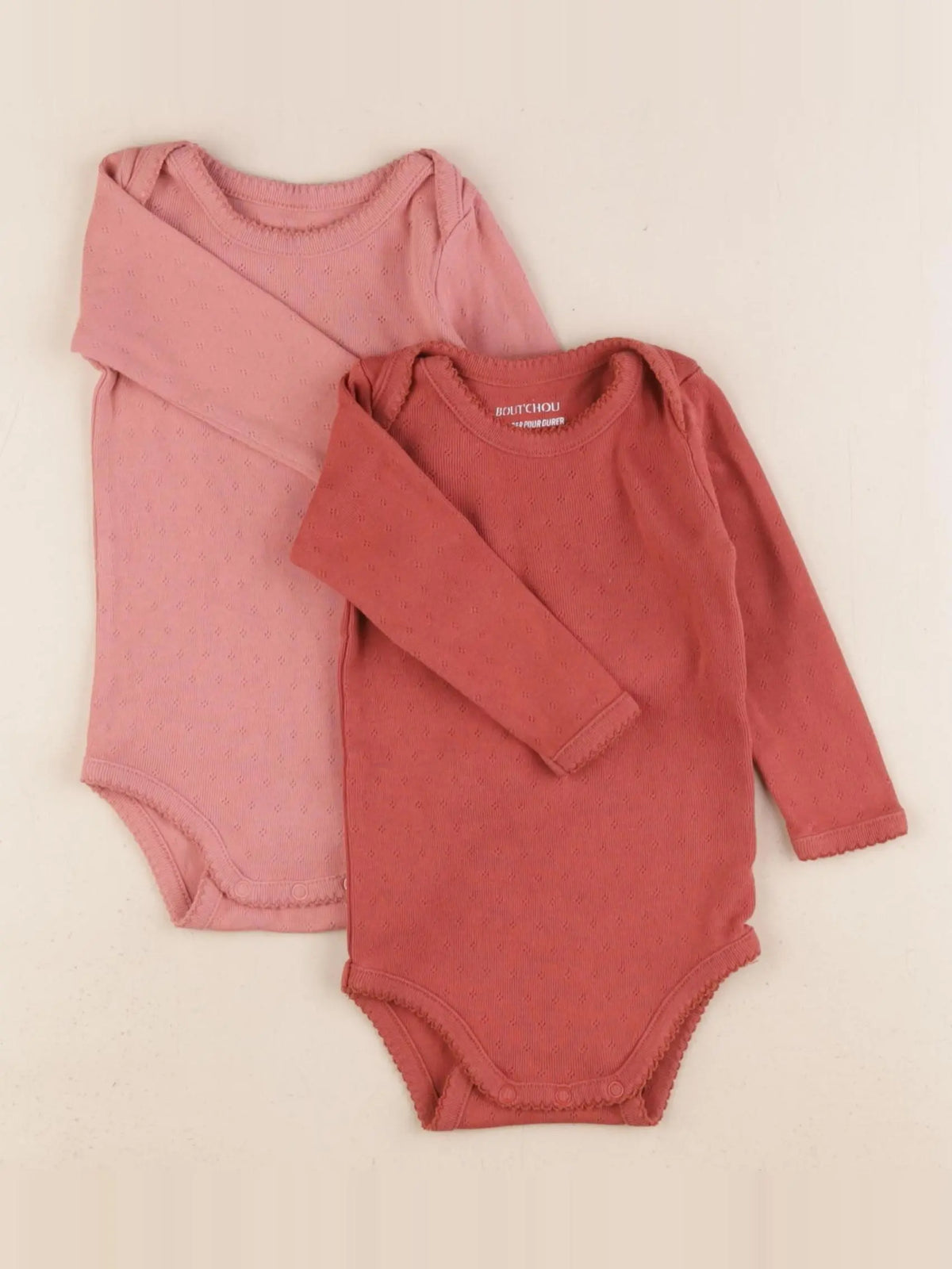 Boutchou - lot de 2 bodies en coton rose, rouge - 9 mois
