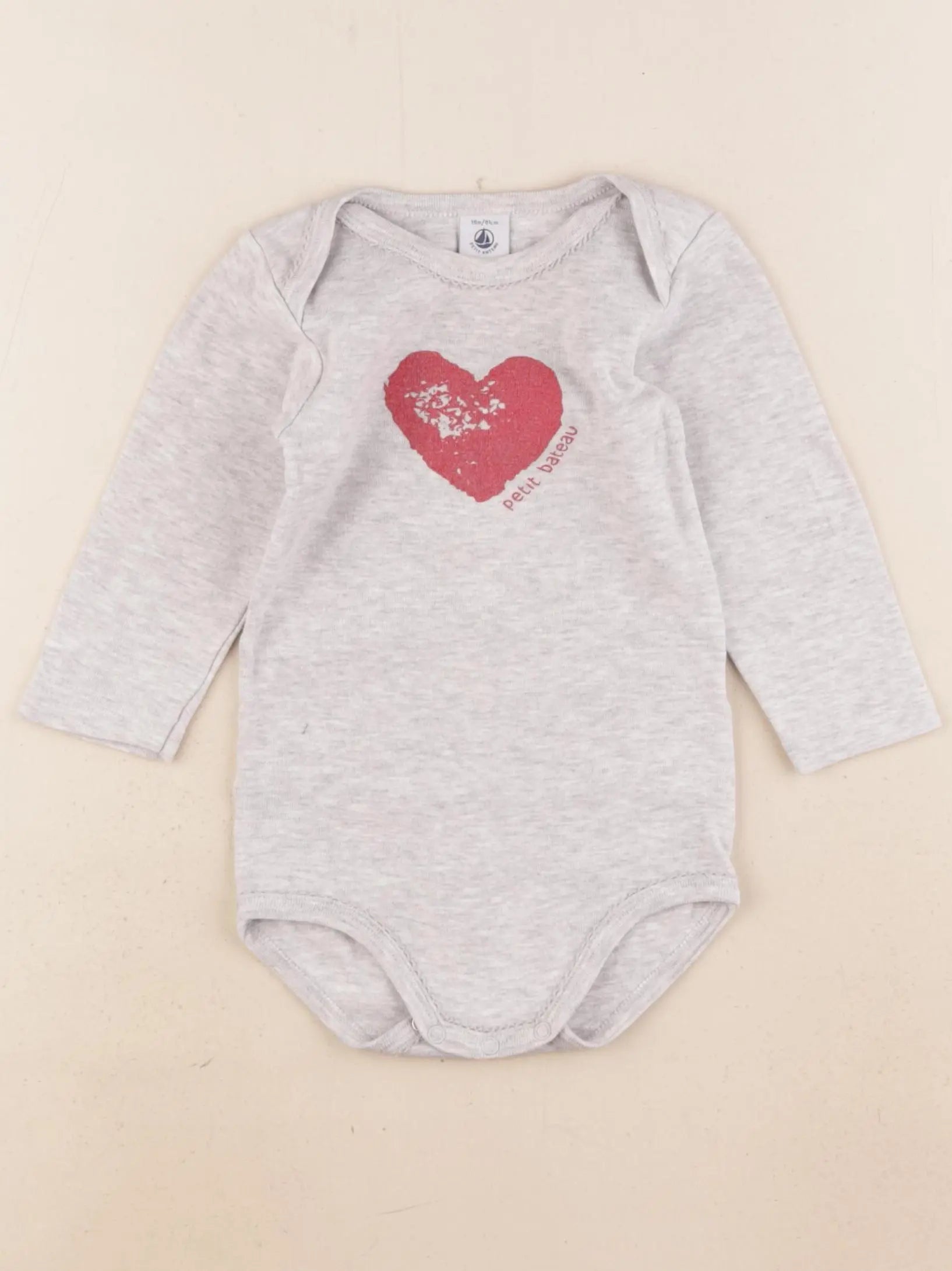Petit Bateau - body gris - 18 mois