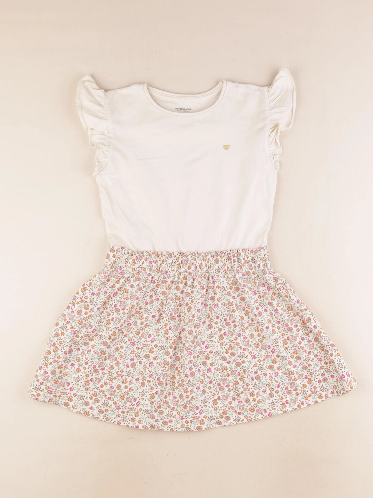 Vertbaudet - robe beige - 8 ans