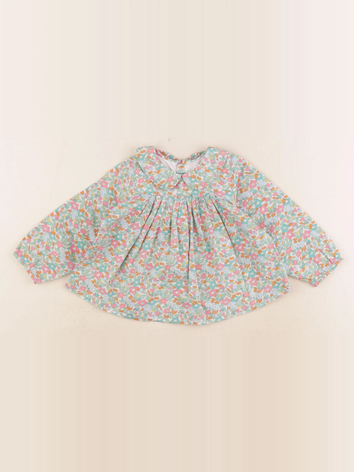 Jacadi - blouse liberty vert, rose - 18 mois