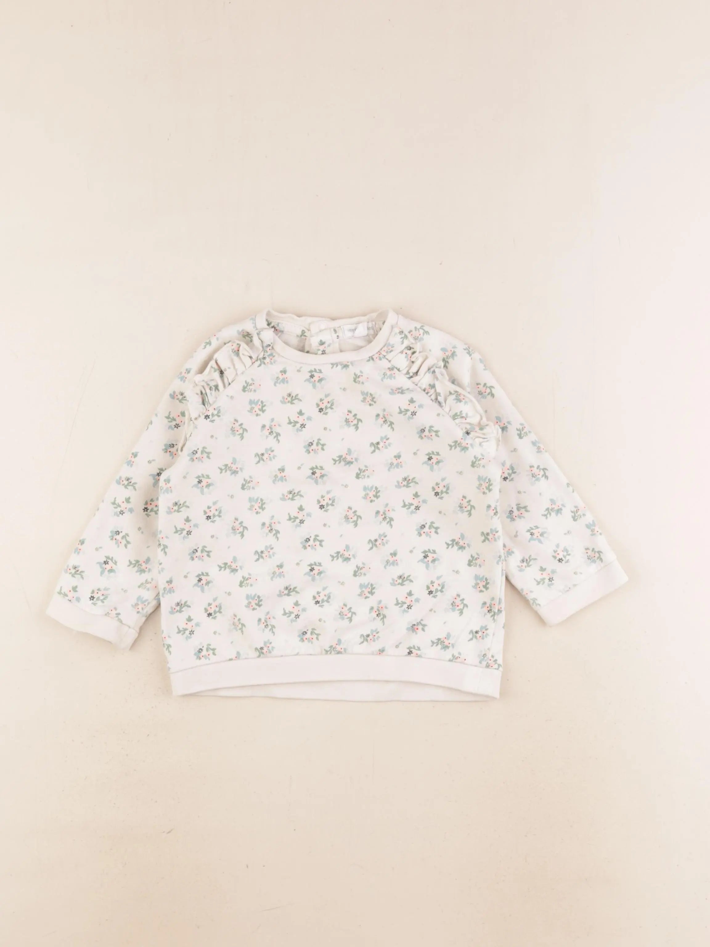 Vertbaudet - sweat beige, vert - 18 mois