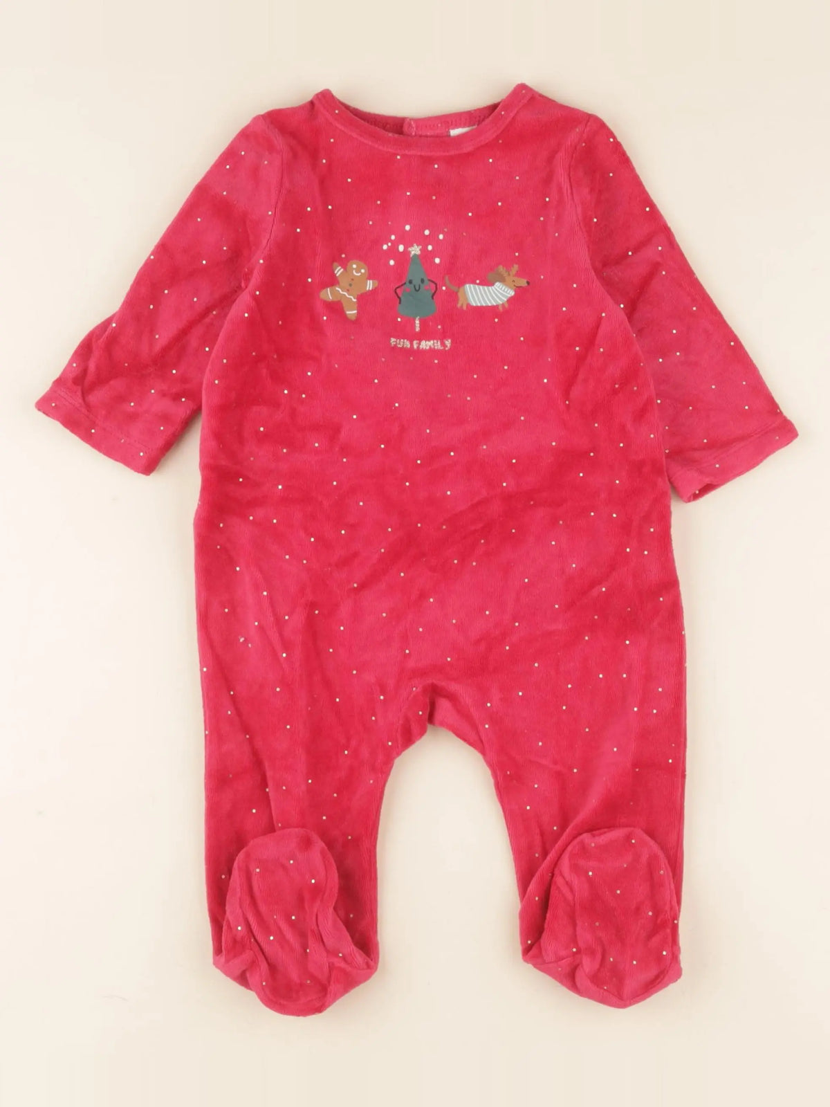 Tape à l'oeil - pyjama velours rose - 9 mois