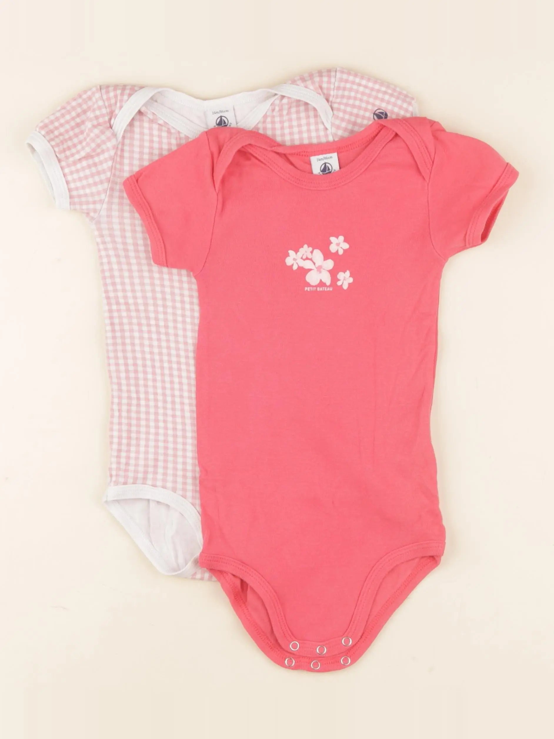 Petit Bateau - lot de 2 bodies en coton rose - 24 mois
