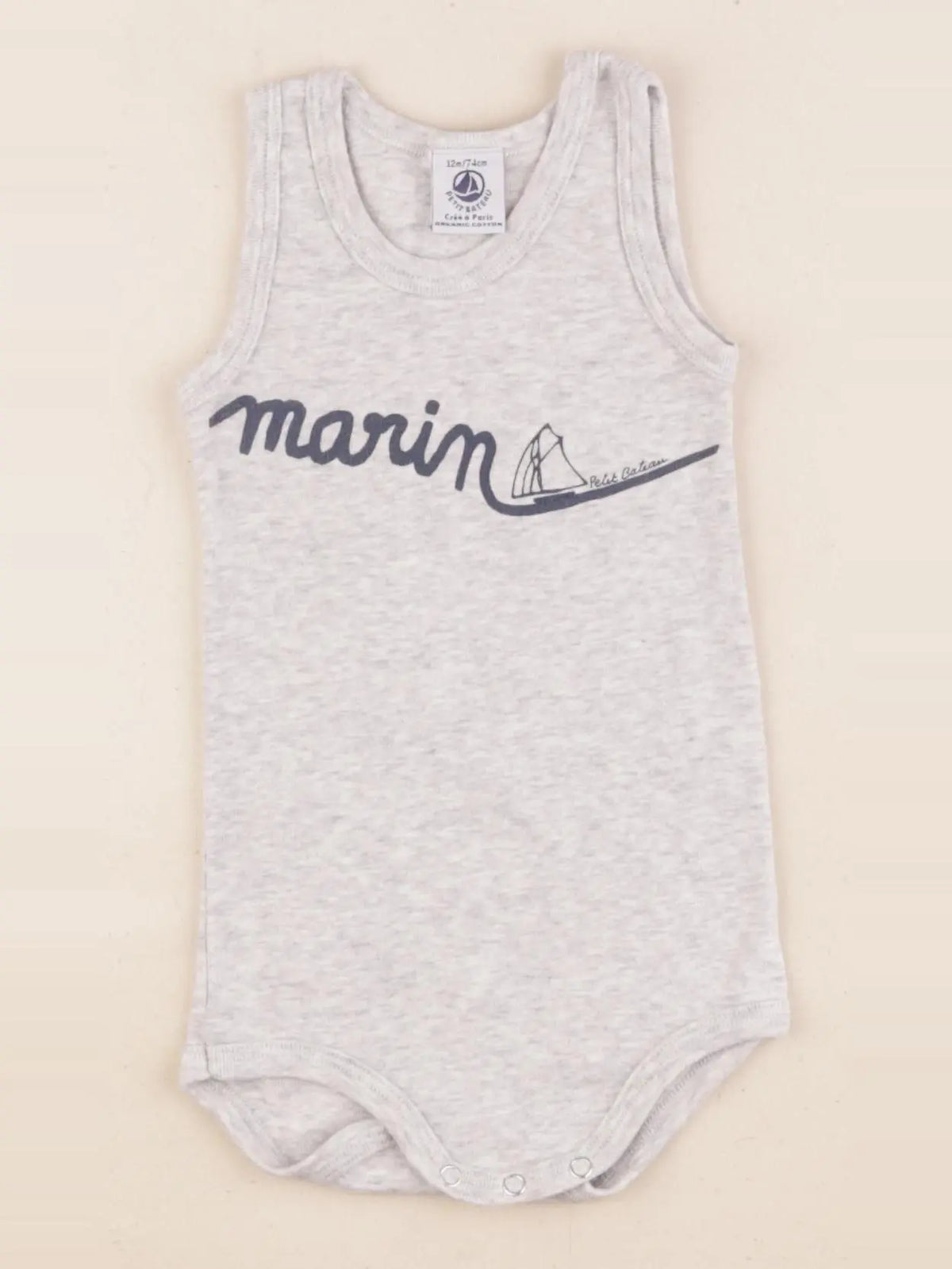 Petit Bateau - body gris - 12 mois
