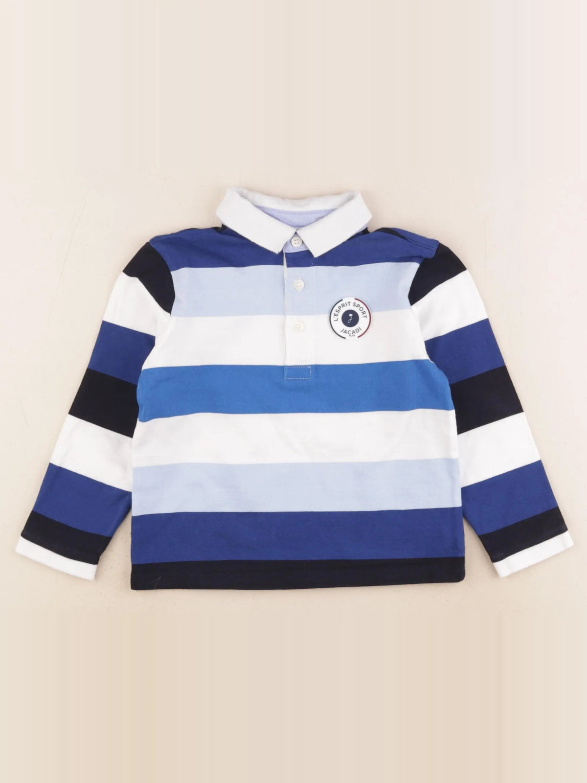 Jacadi - polo blanc, bleu - 3 ans
